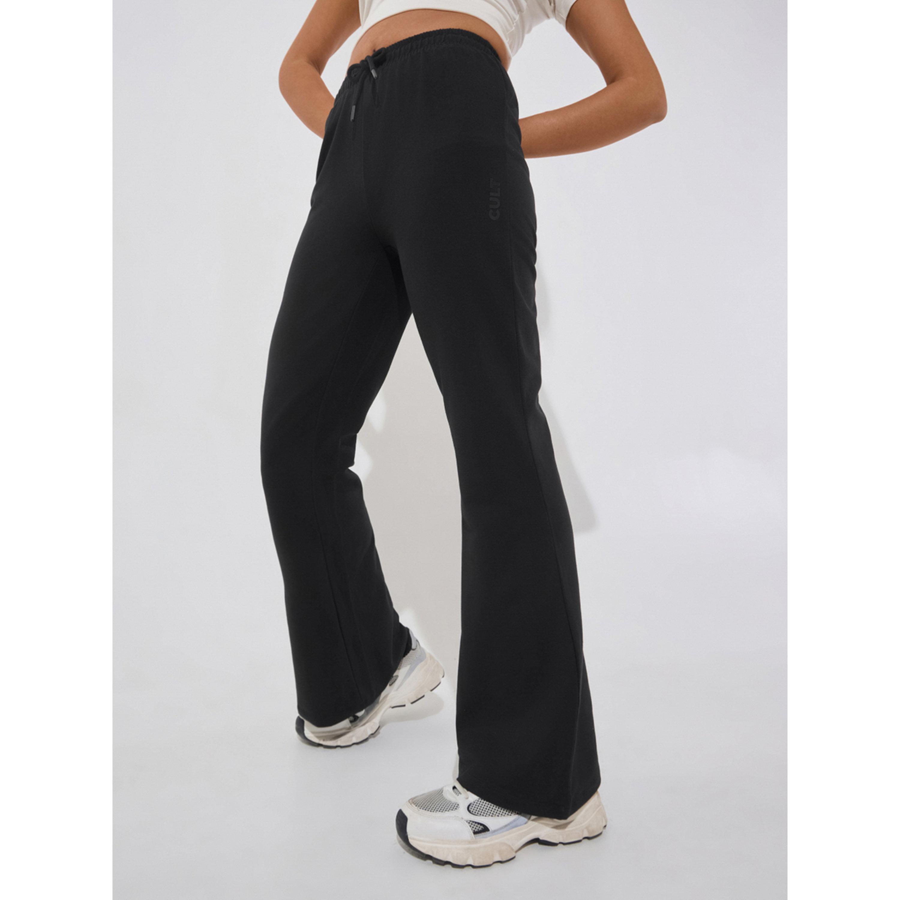 Cult X Styli Black Soft Form Flow Flared Pants-women-clothing-bottoms-joggers-image-4