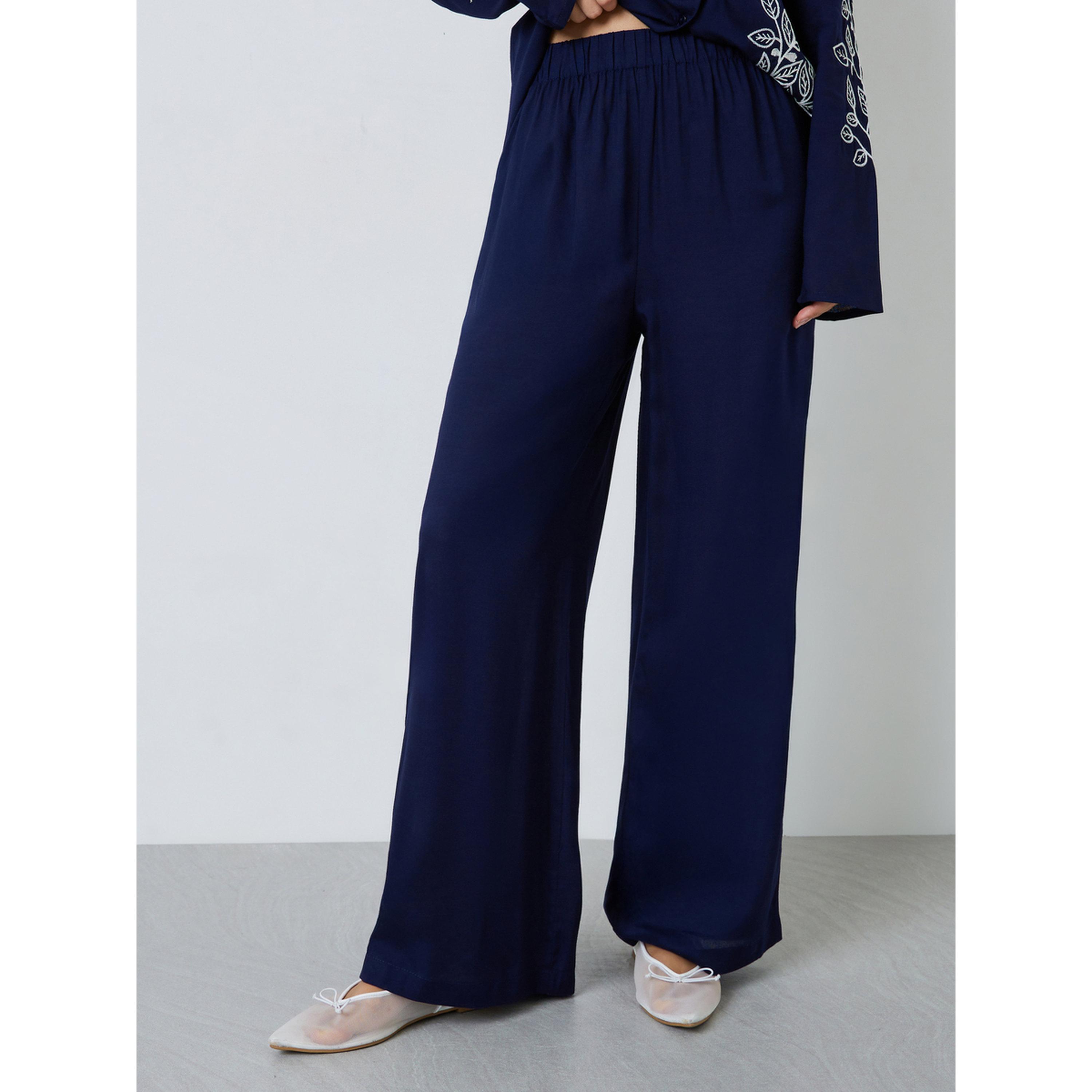 Styli Navy Blue Embroidered Shirt and Pants Set-women-clothing-coordsets-image-4