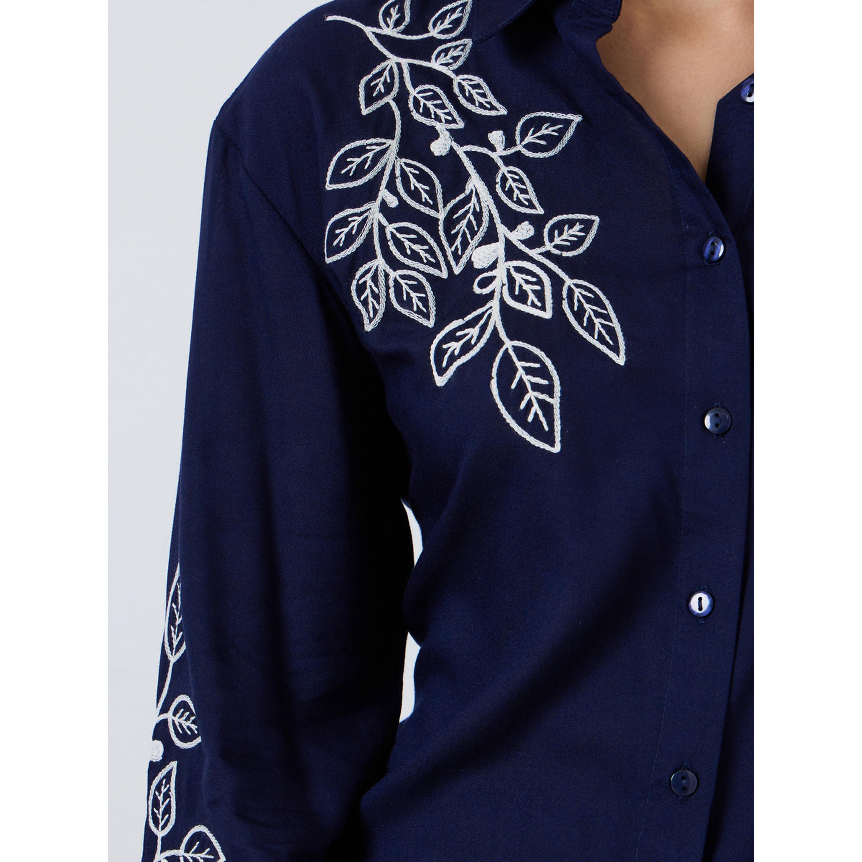 Styli Navy Blue Embroidered Shirt and Pants Set-women-clothing-coordsets-image-5