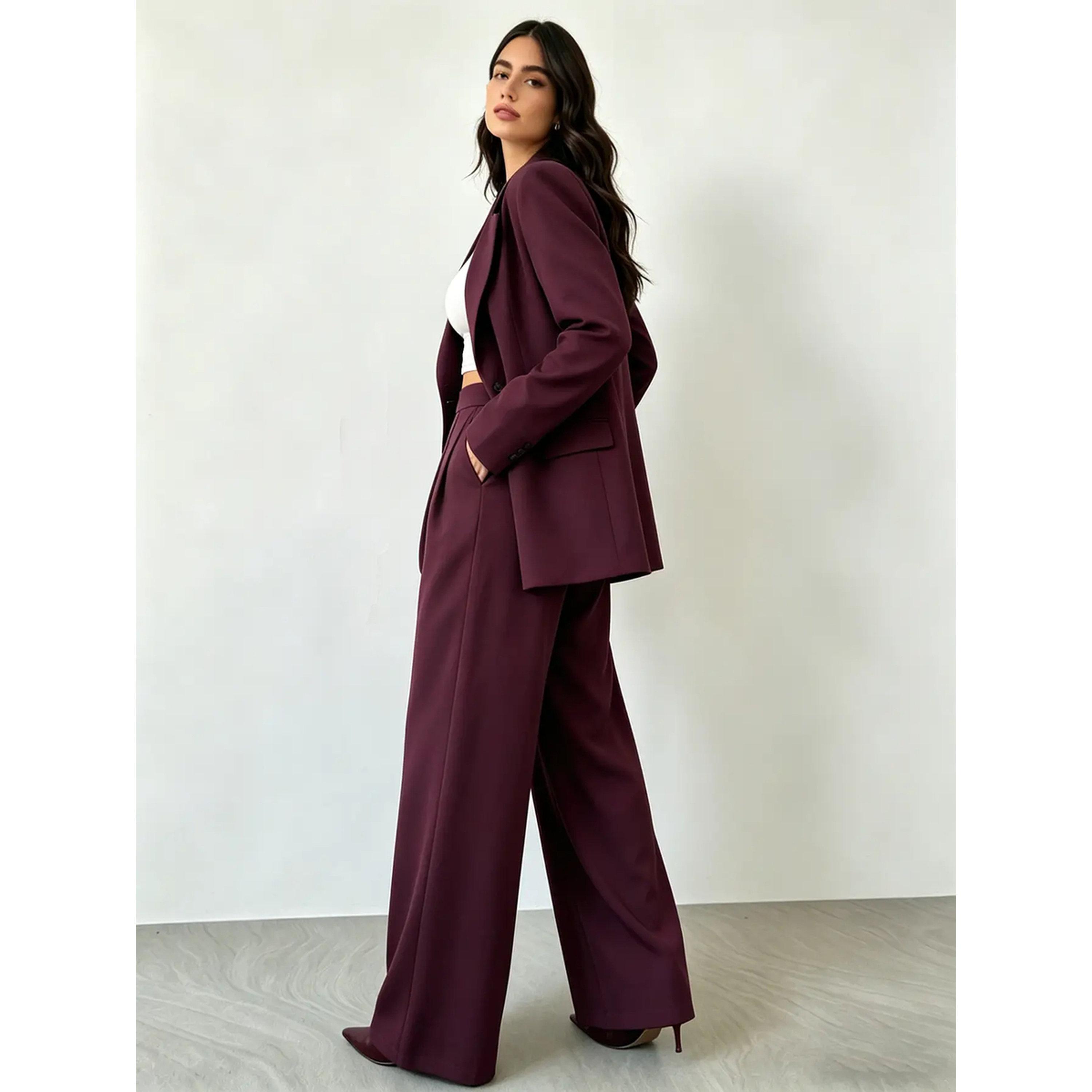 Take Two Burgundy High Rise Pleat Wide Leg Pants-women-clothing-joggers-image-2
