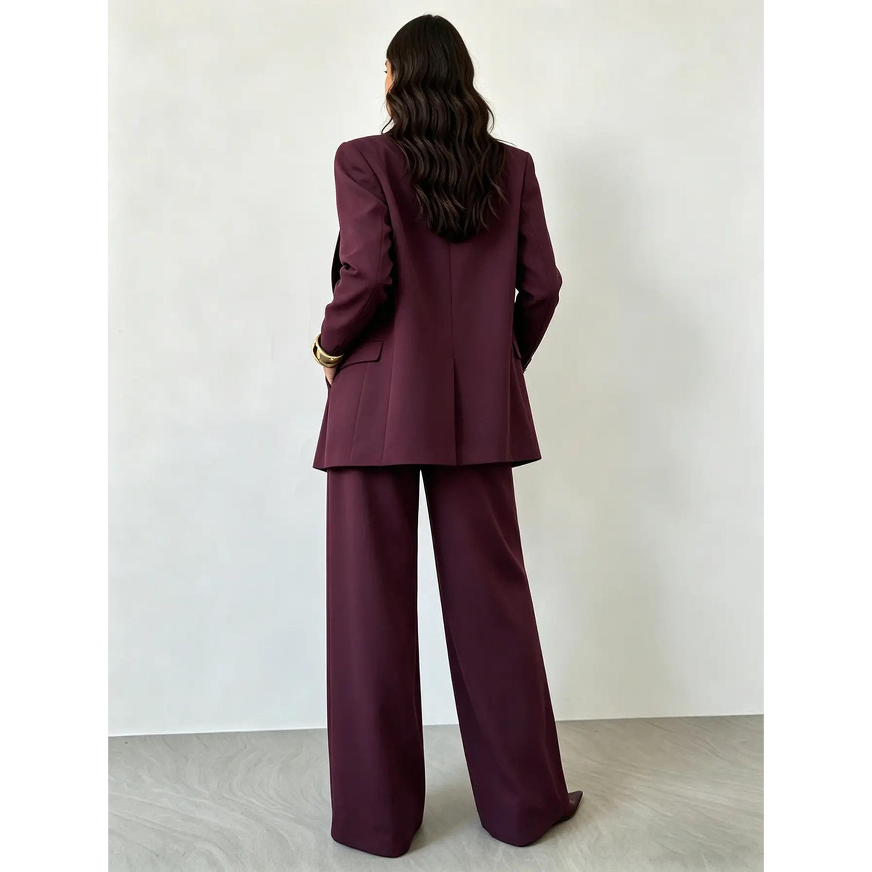 Take Two Burgundy High Rise Pleat Wide Leg Pants-women-clothing-joggers-image-4