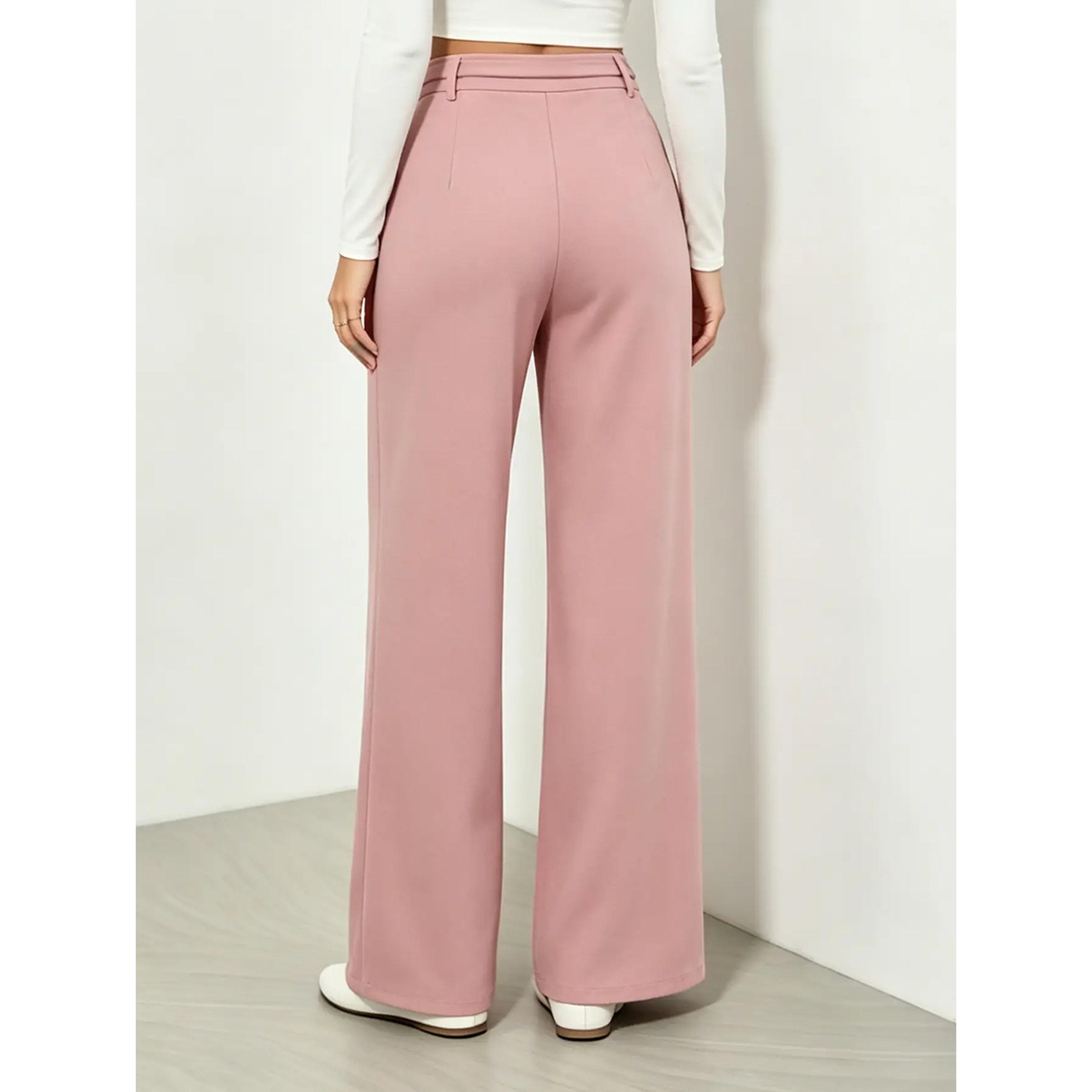 Take Two Pink High Rise Wide Leg Pants with Chain Detail-women-clothing-trousers-image-2
