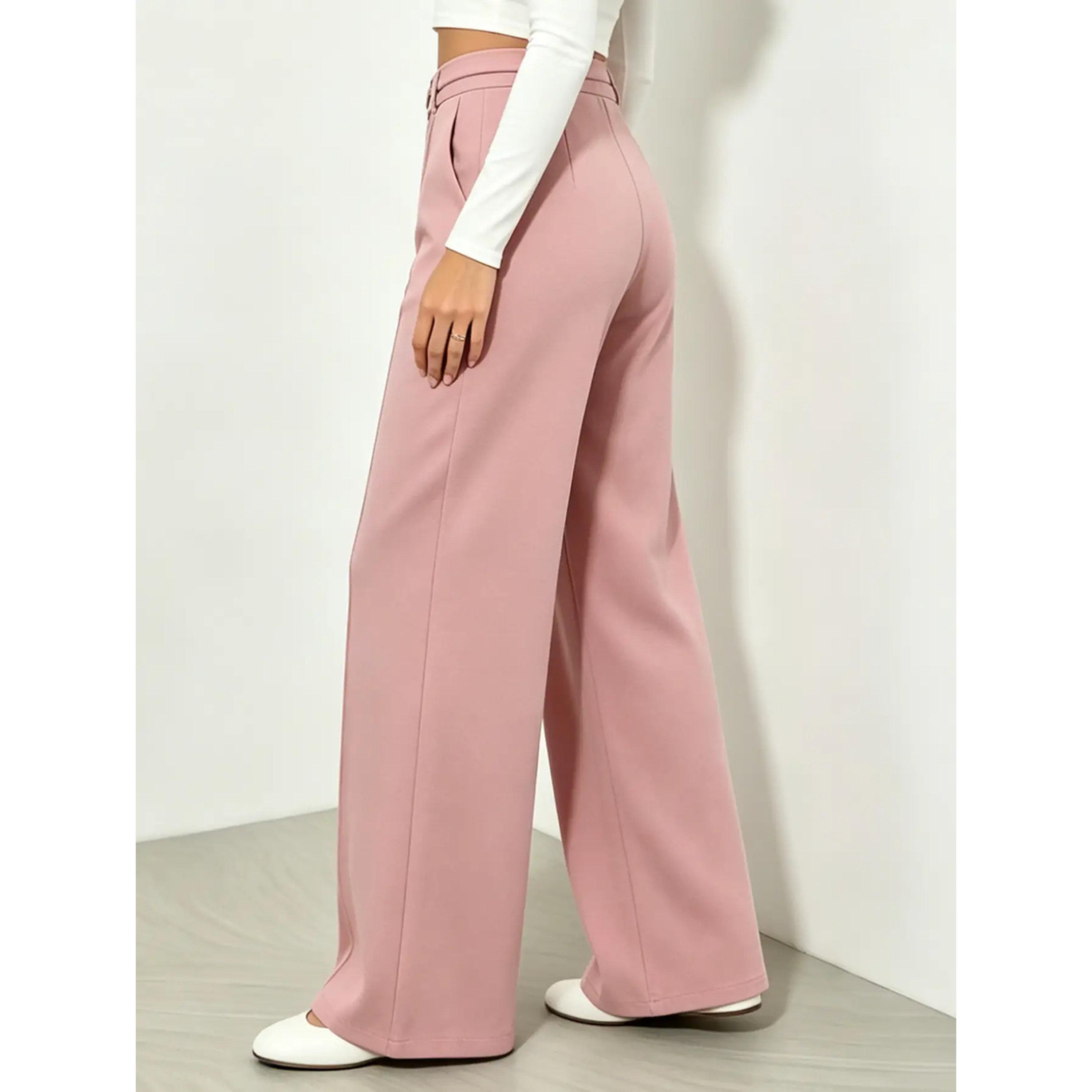 Take Two Pink High Rise Wide Leg Pants with Chain Detail-women-clothing-trousers-image-4
