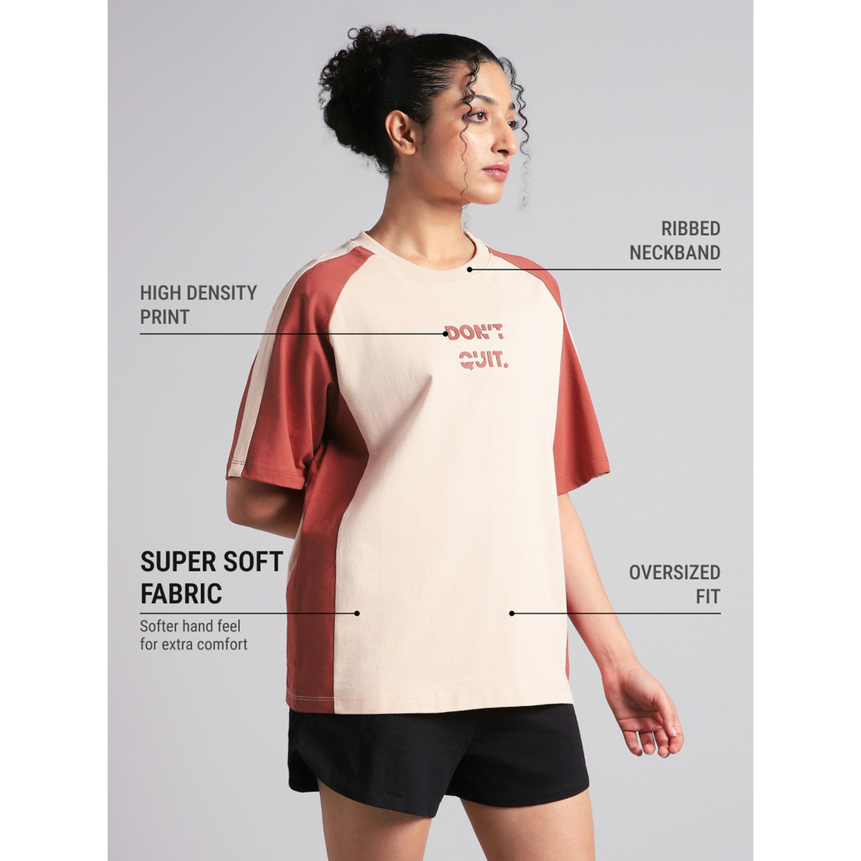 Cult X Styli Peach Color Block Oversized Fit T-Shirt-sports-women-clothing-tshirtsandvests-image-4