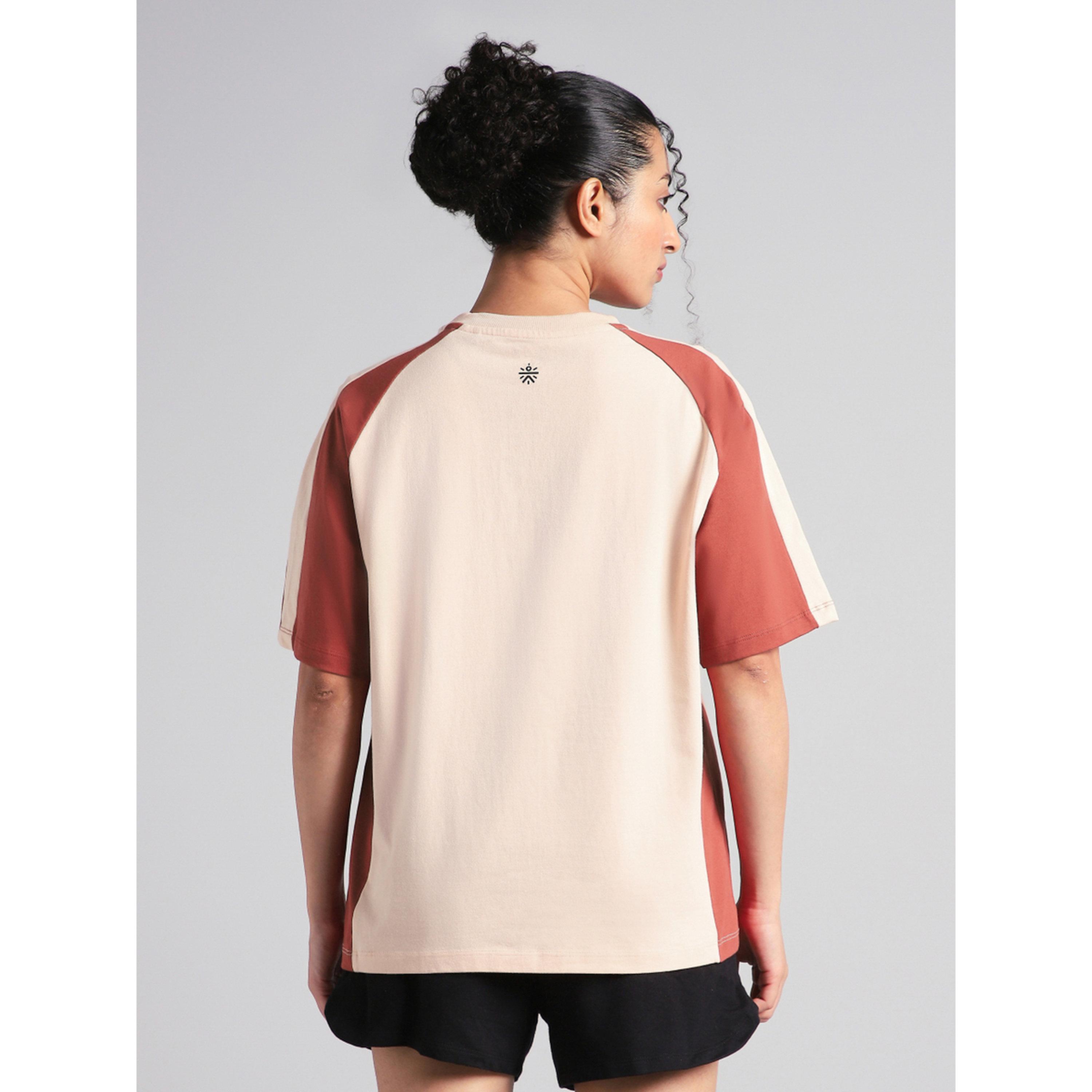 Cult X Styli Peach Color Block Oversized Fit T-Shirt-sports-women-clothing-tshirtsandvests-image-5