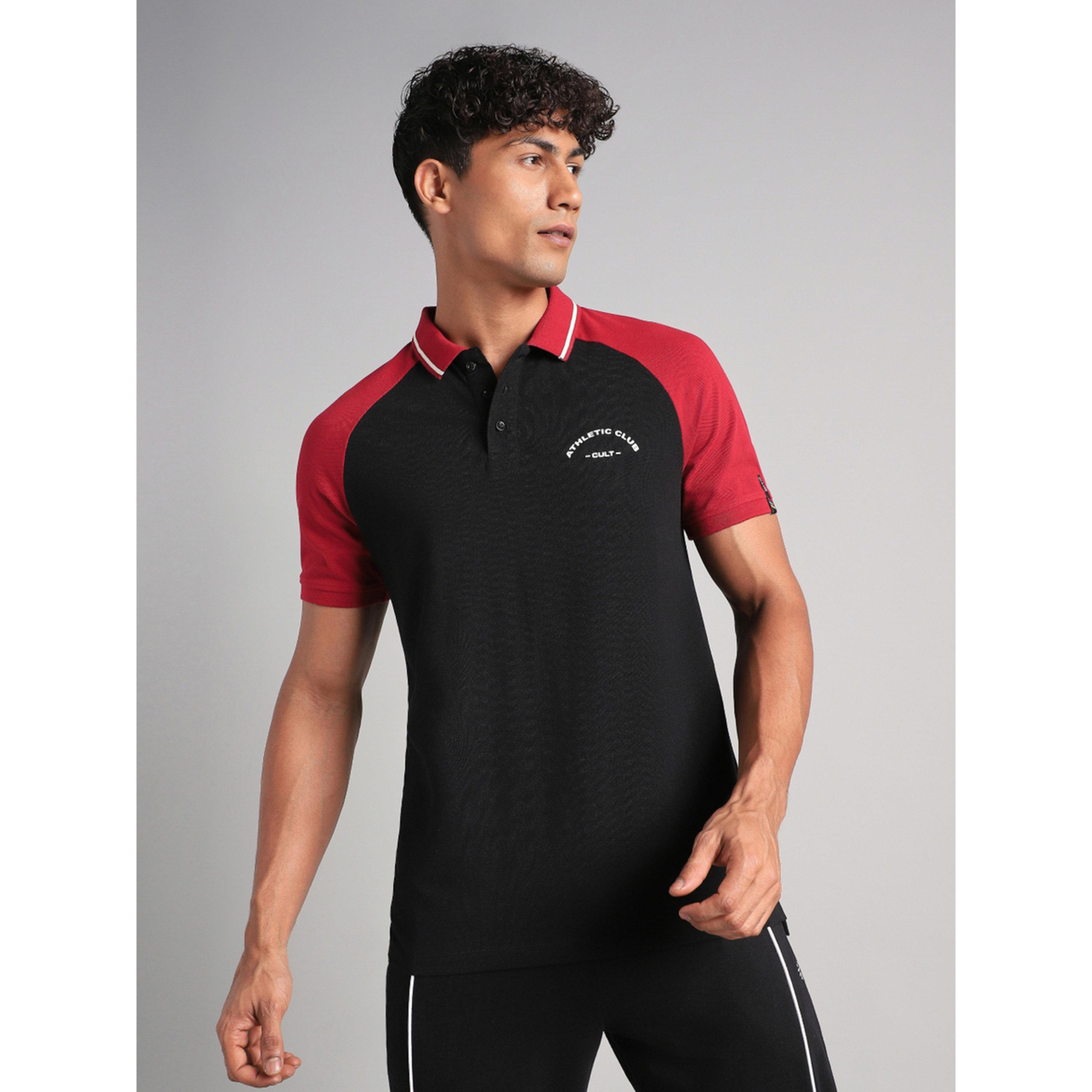 تيشيرت بولو أسود بنمط نادي رياضي للرجال-men-clothing-sportswearandactivewear-tshirtsandpolos-image-1