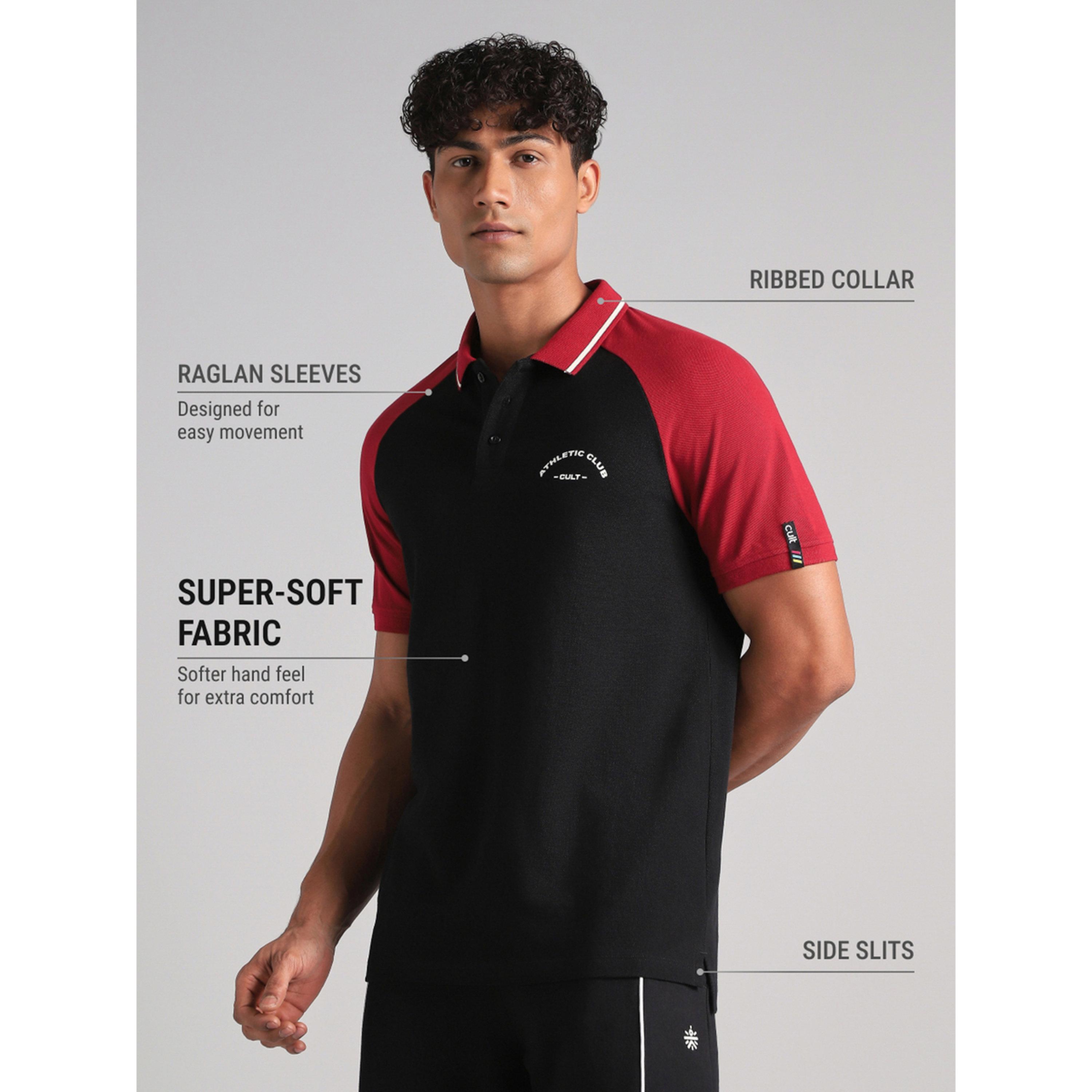 تيشيرت بولو أسود بنمط نادي رياضي للرجال-men-clothing-sportswearandactivewear-tshirtsandpolos-image-4