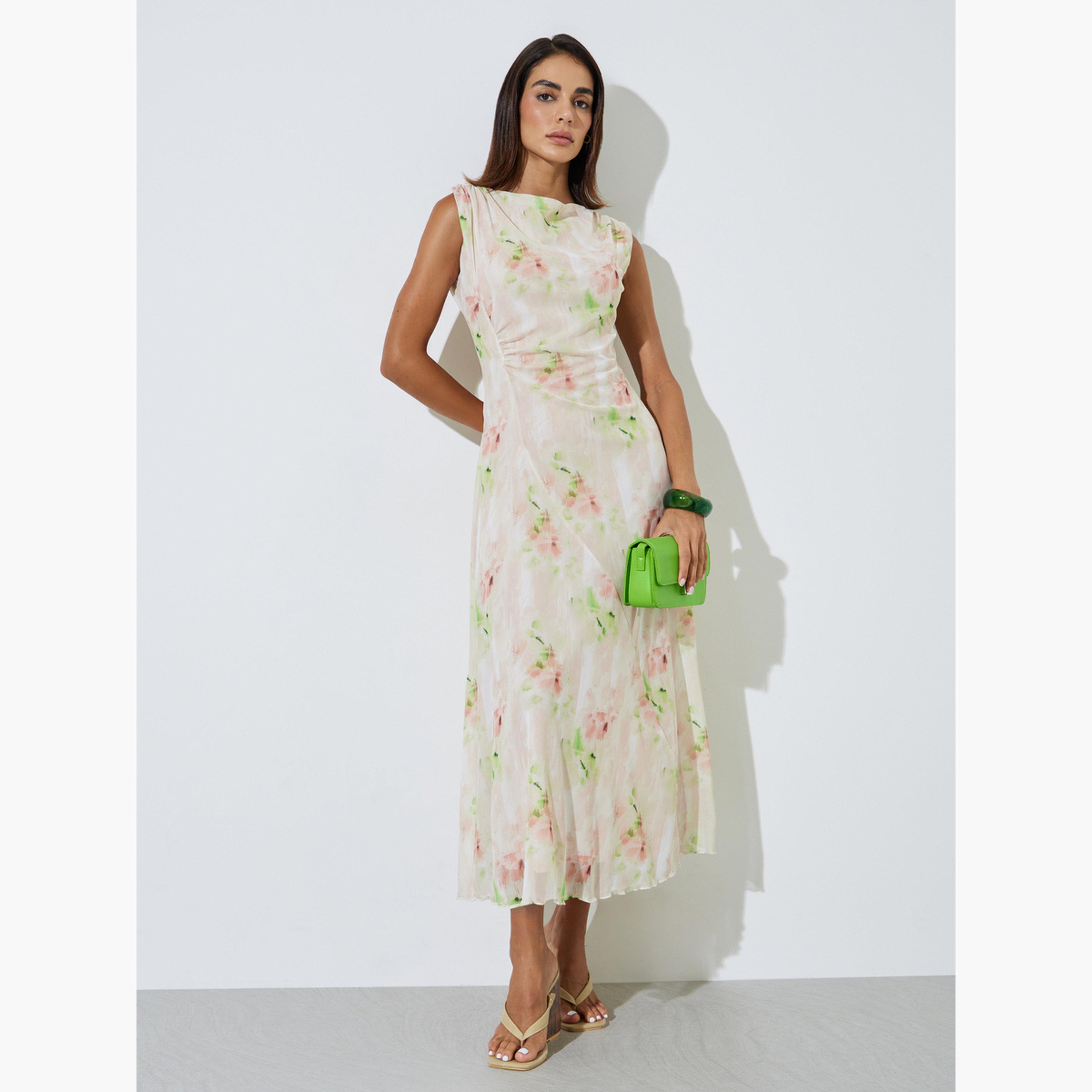 فستان طويل بحافة واسعة وتصميم متدلي بطبعة-women-clothing-dresses-image-3