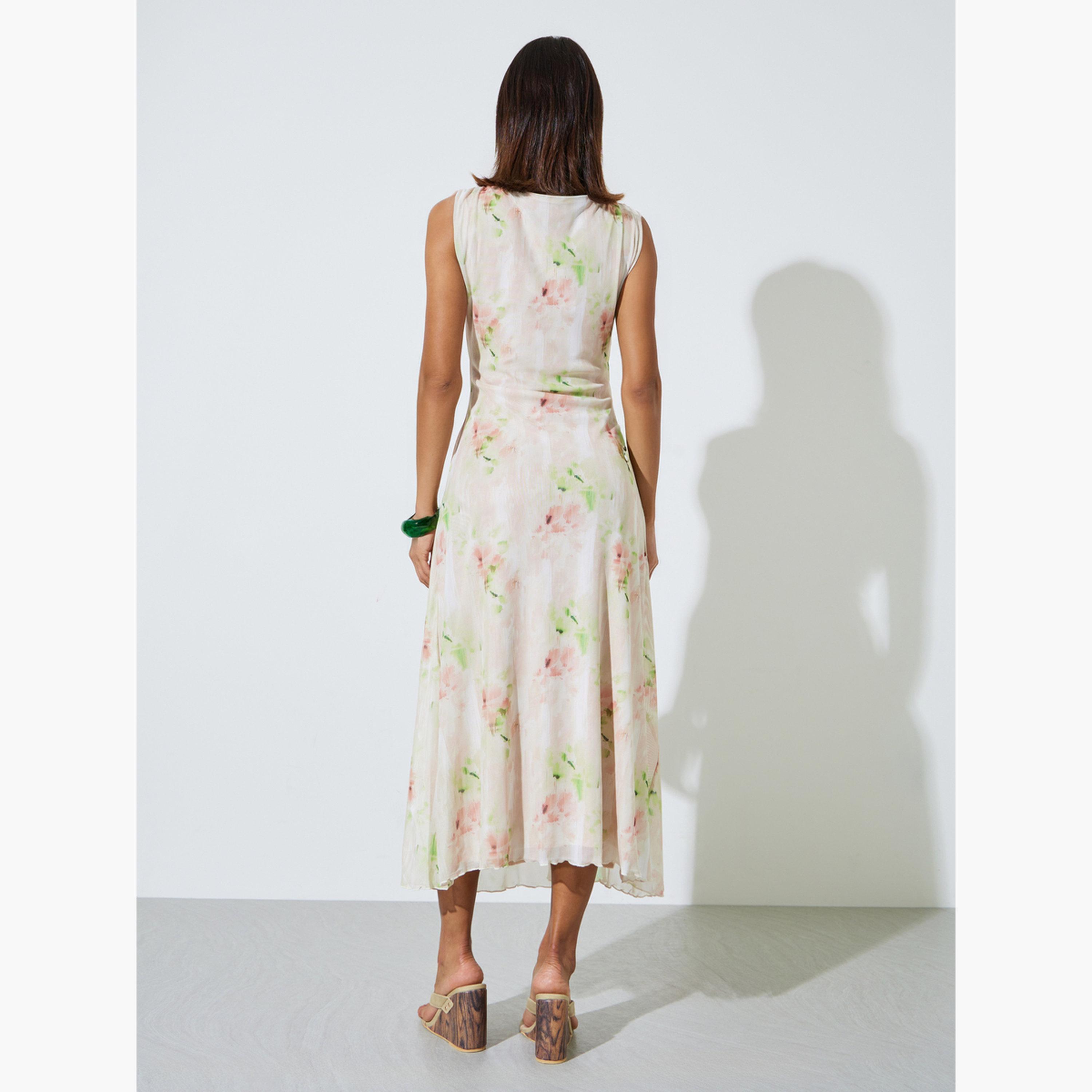 فستان طويل بحافة واسعة وتصميم متدلي بطبعة-women-clothing-dresses-image-4