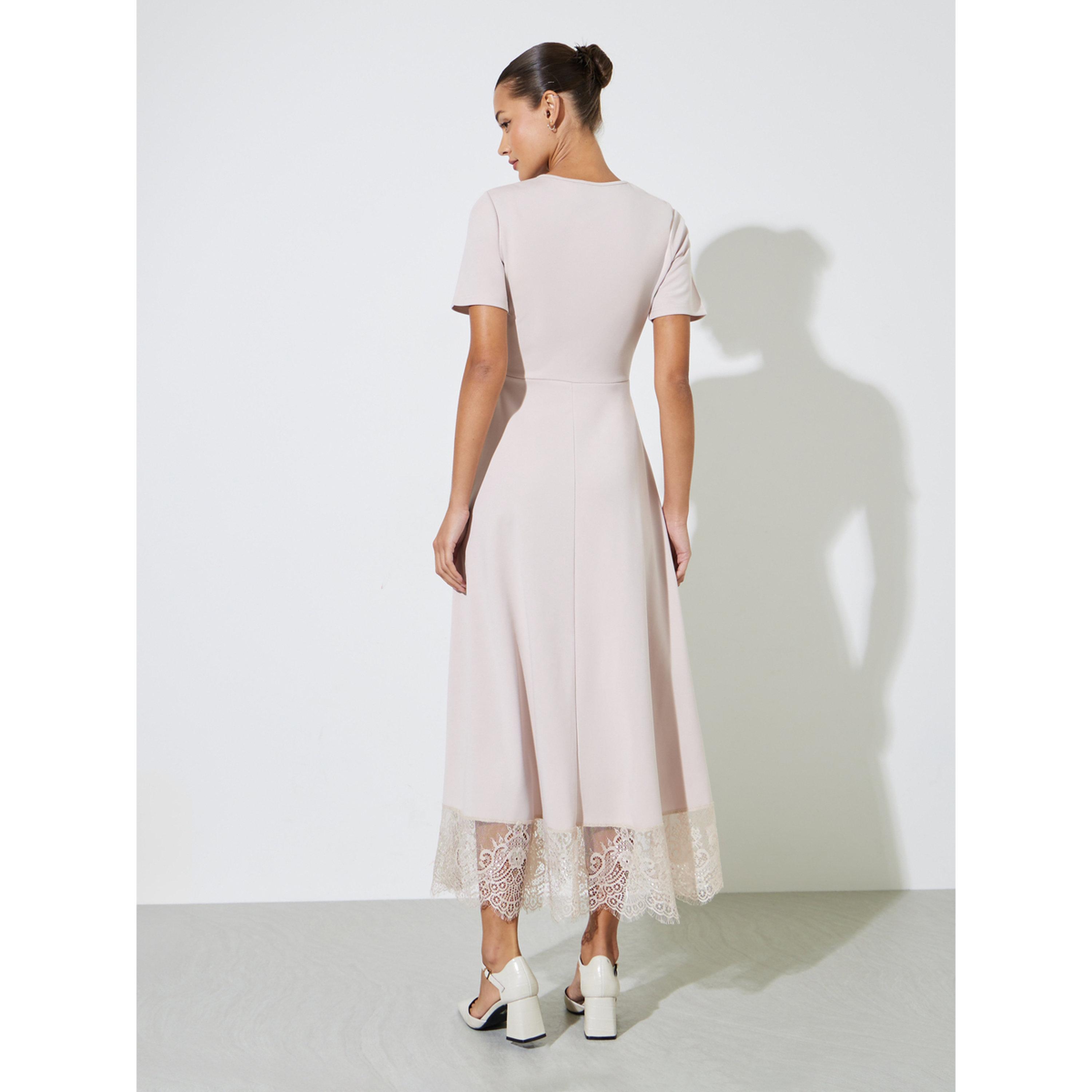 Styli Cream Solid Lace Hem A-Line Maxi Dress-women-clothing-dresses-image-4