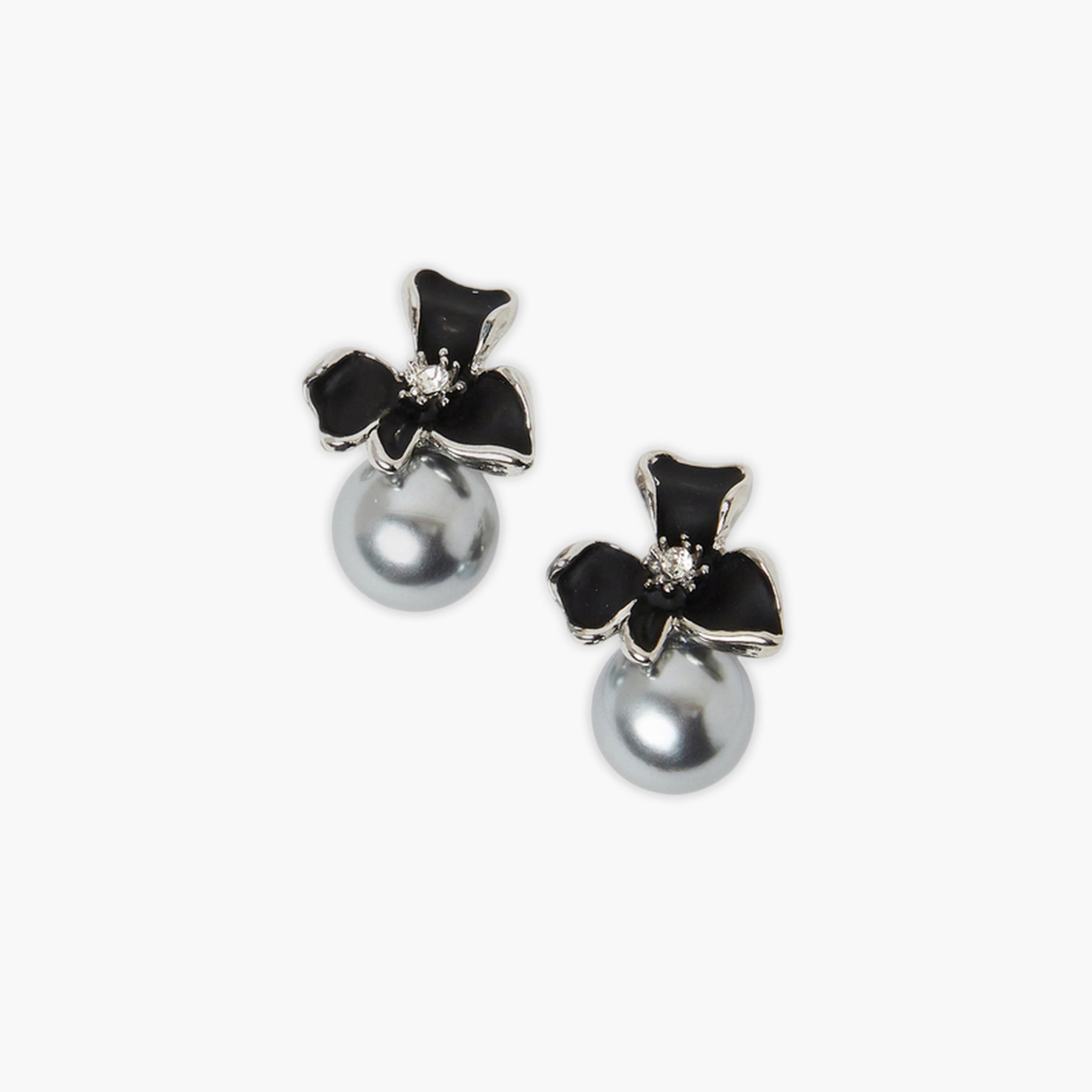 Styli Embellished Pearl Earrings-women-watchesandjewellery-jewellery-earrings-image-1