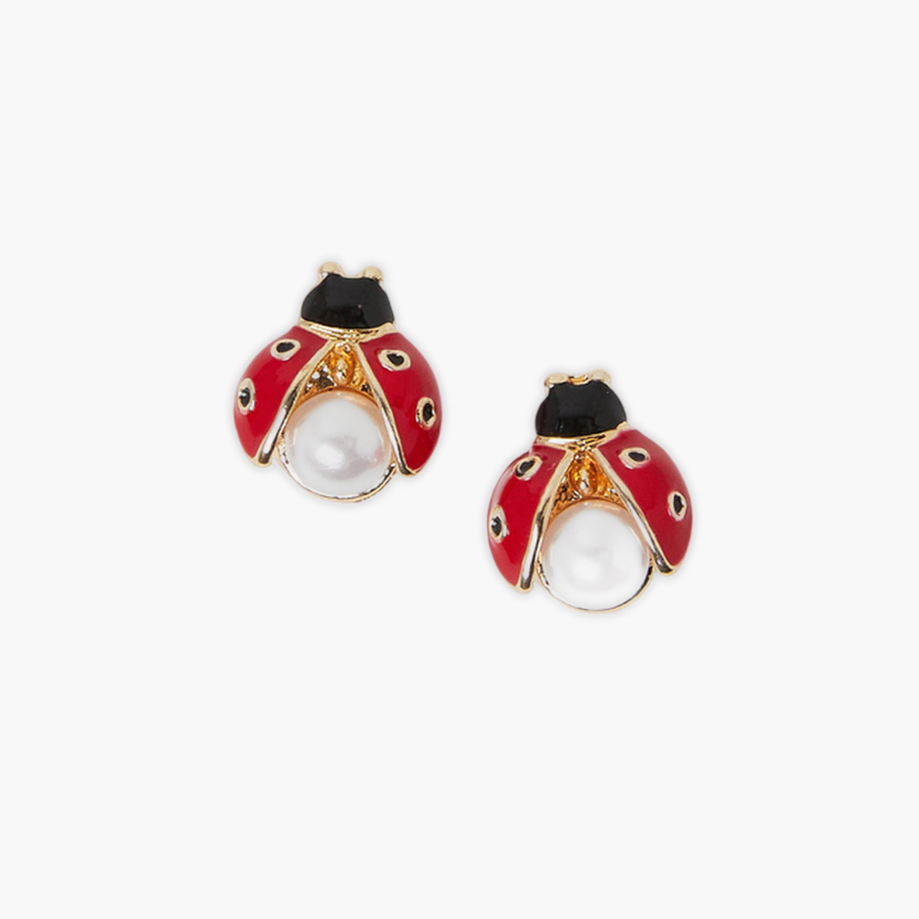 Styli Ladybug Pearl Stud Earrings-women-watchesandjewellery-jewellery-earrings-image-1