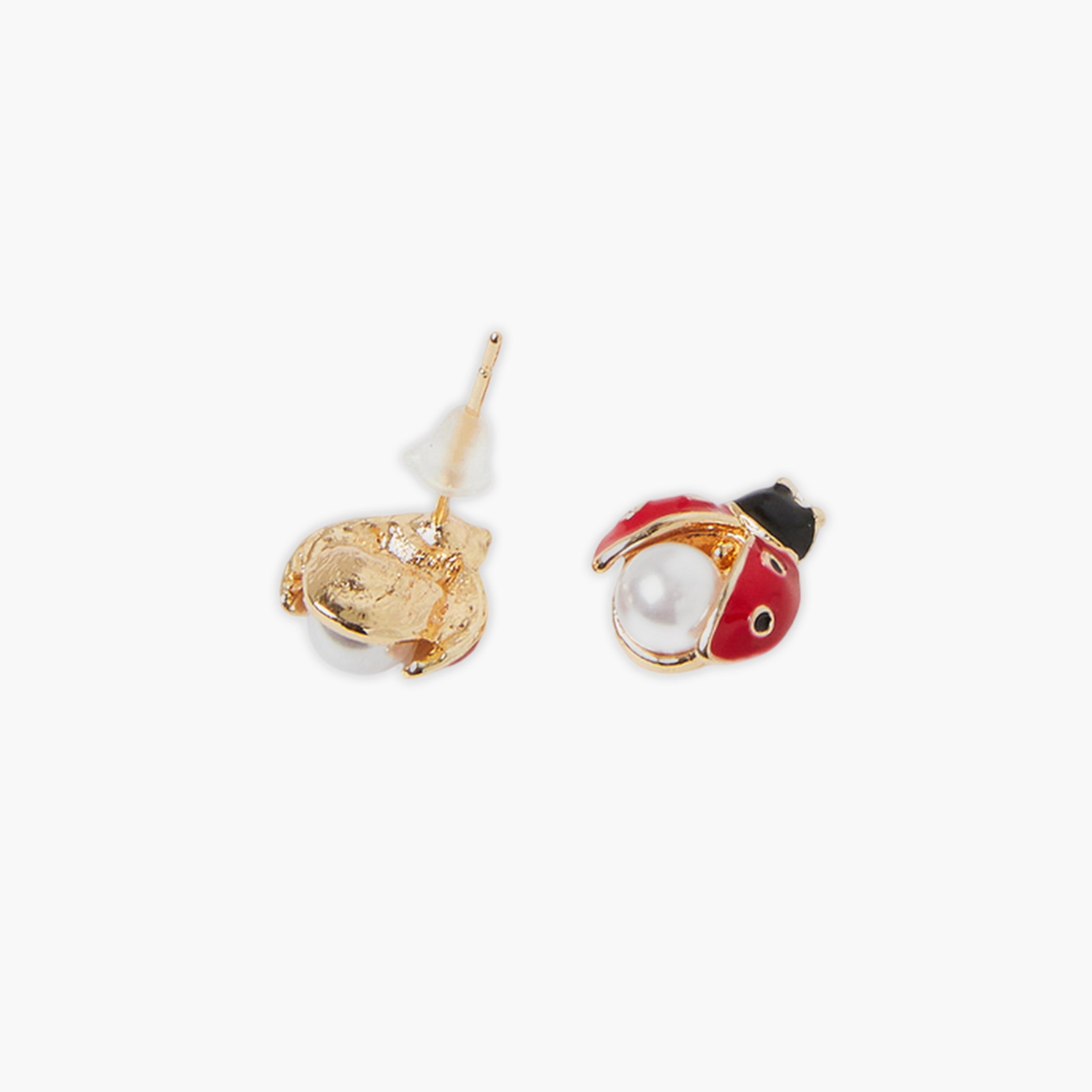 Styli Ladybug Pearl Stud Earrings-women-watchesandjewellery-jewellery-earrings-image-3