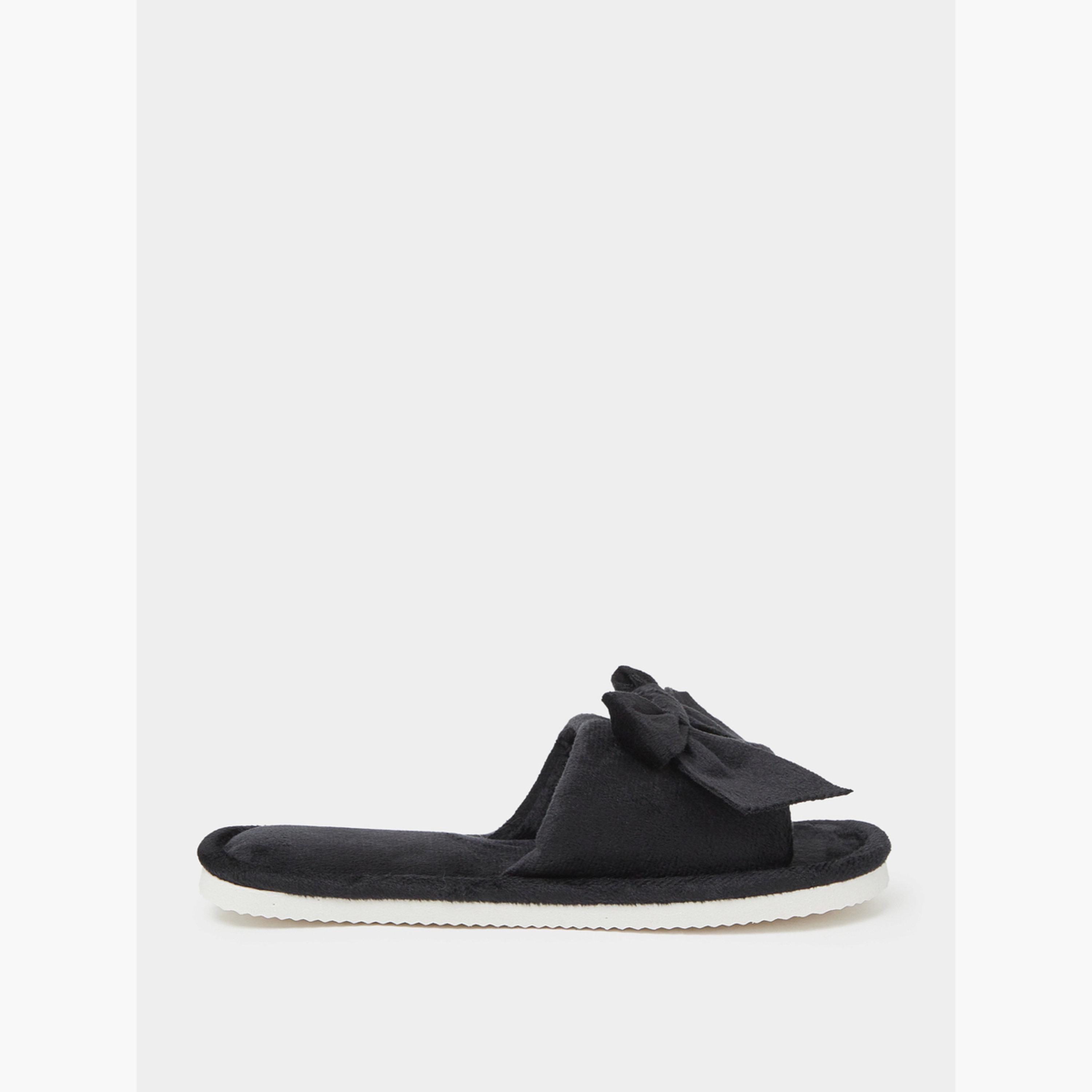 Styli Black Knot Detail Bedroom Slippers-women-shoes-flats-slides-image-2