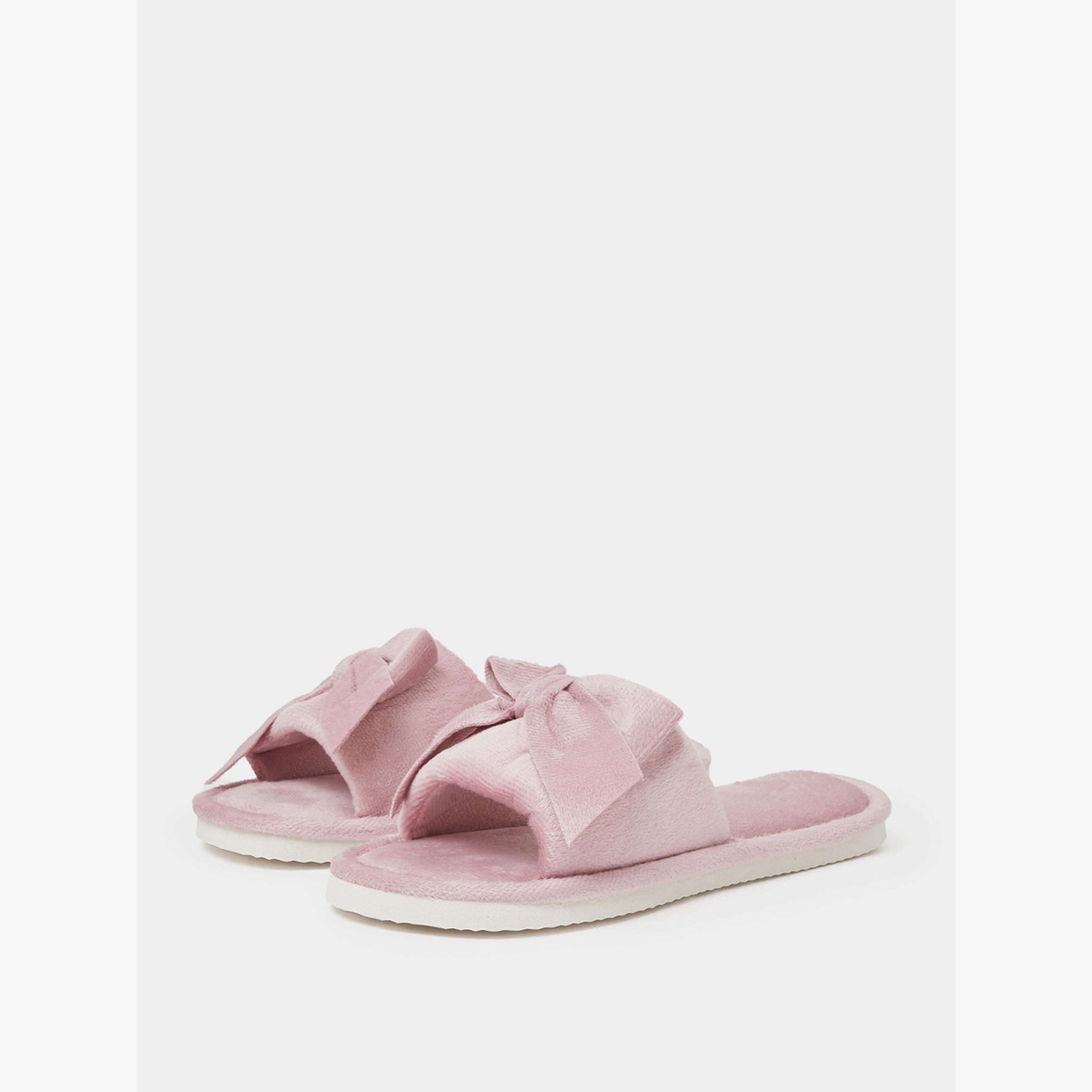 Styli Pink Knot Detail Bedroom Slippers-women-shoes-flats-slides-image-1