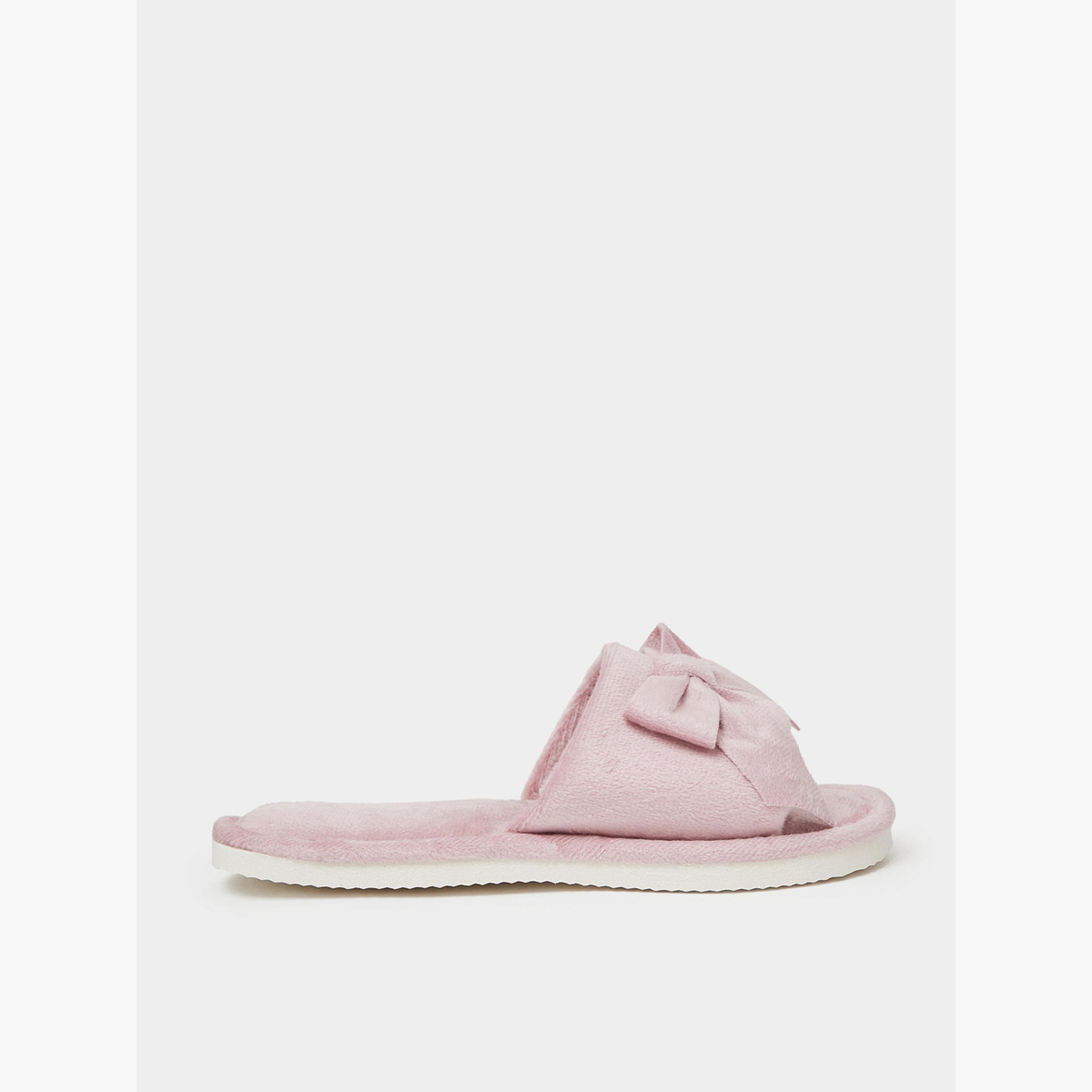 Styli Pink Knot Detail Bedroom Slippers-women-shoes-flats-slides-image-2