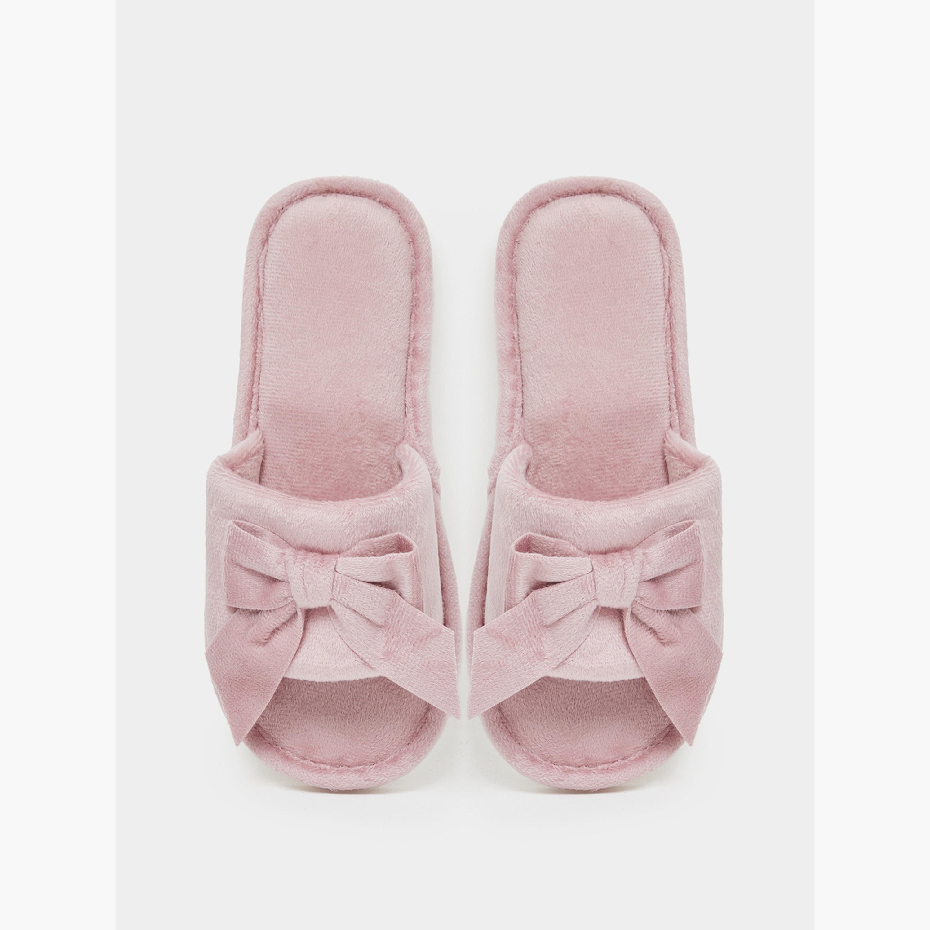 Styli Pink Knot Detail Bedroom Slippers-women-shoes-flats-slides-image-3