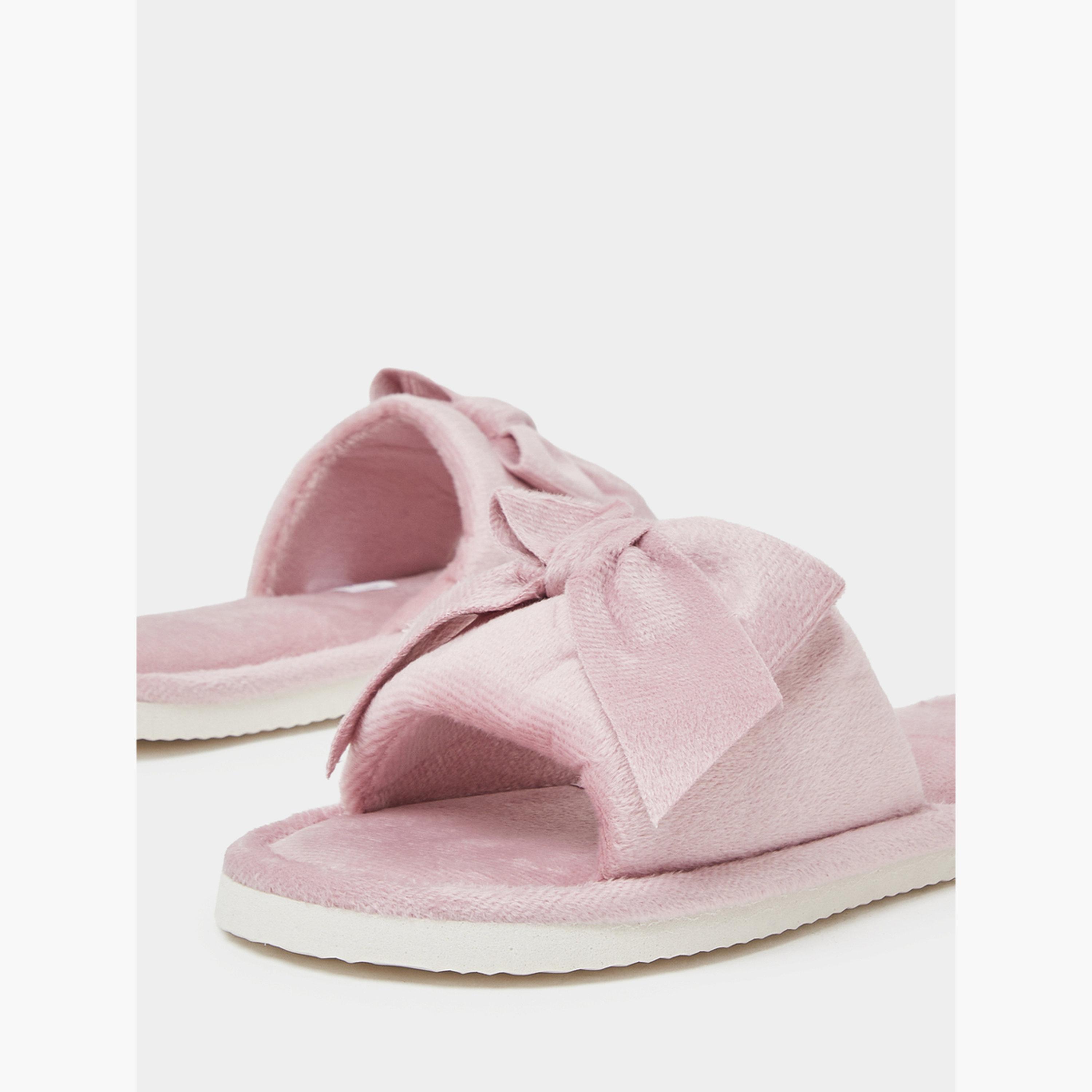 Styli Pink Knot Detail Bedroom Slippers-women-shoes-flats-slides-image-4