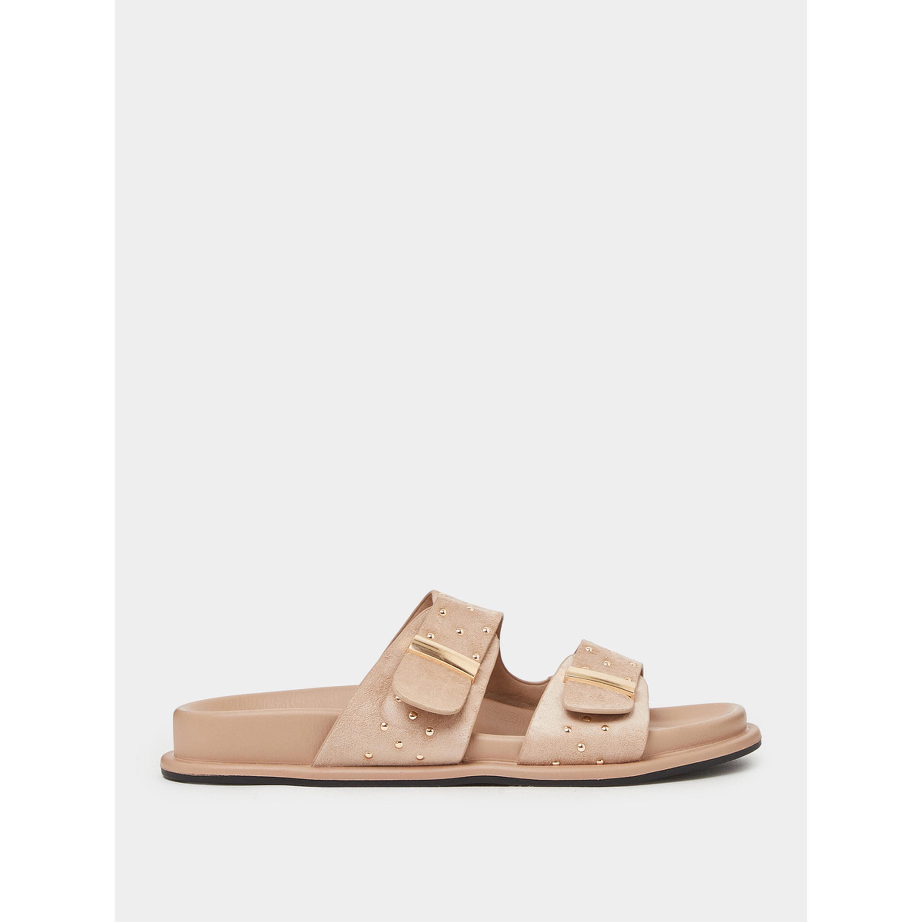 صندل مريح مسطح مرصع بيج-women-shoes-sandals-flats-image-3