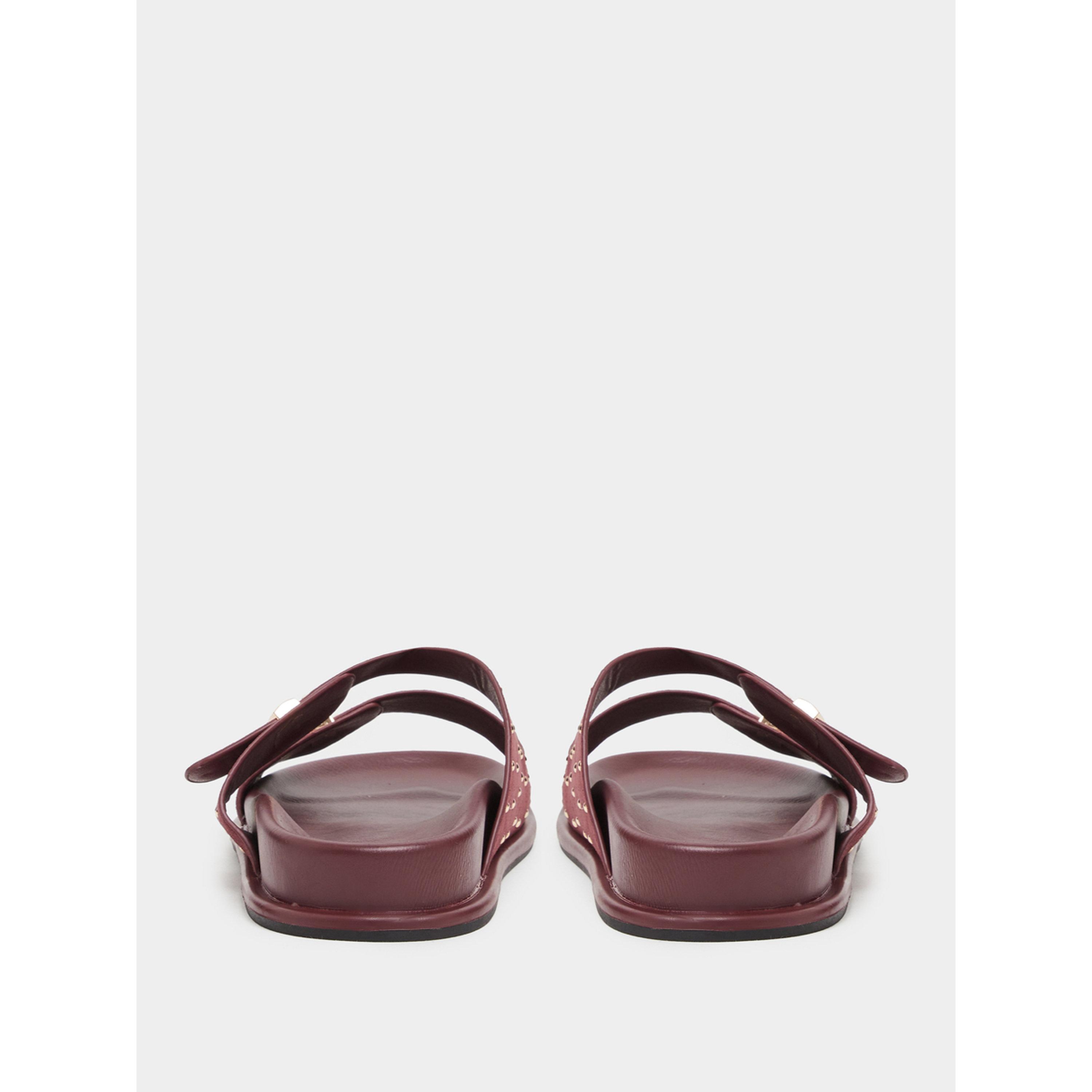 Styli Burgundy Studded Flat Comfort Sandals-women-shoes-sandals-flats-image-6