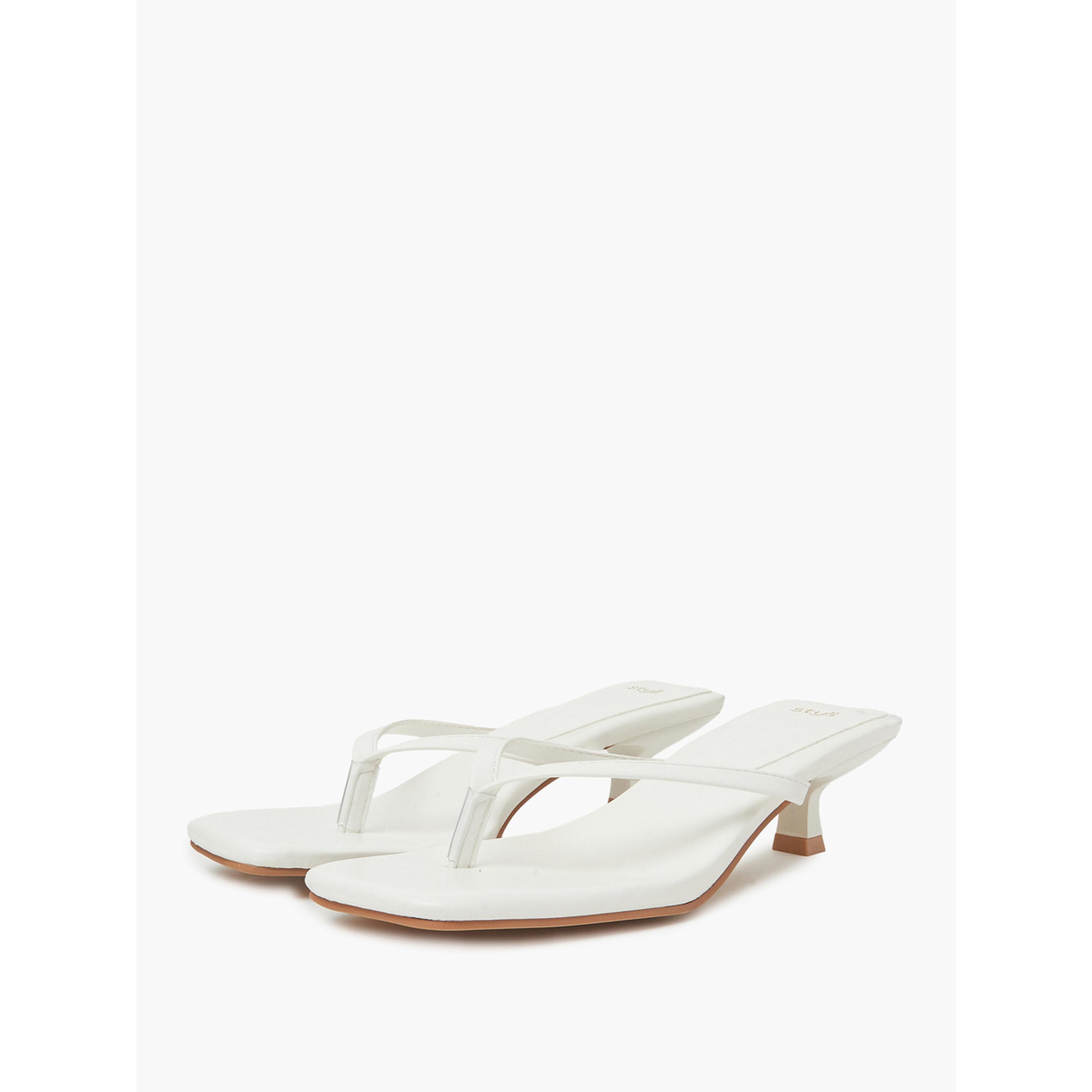 Styli White Kitten Heel Thong Sandals-women-shoes-sandals-heeled-image-1