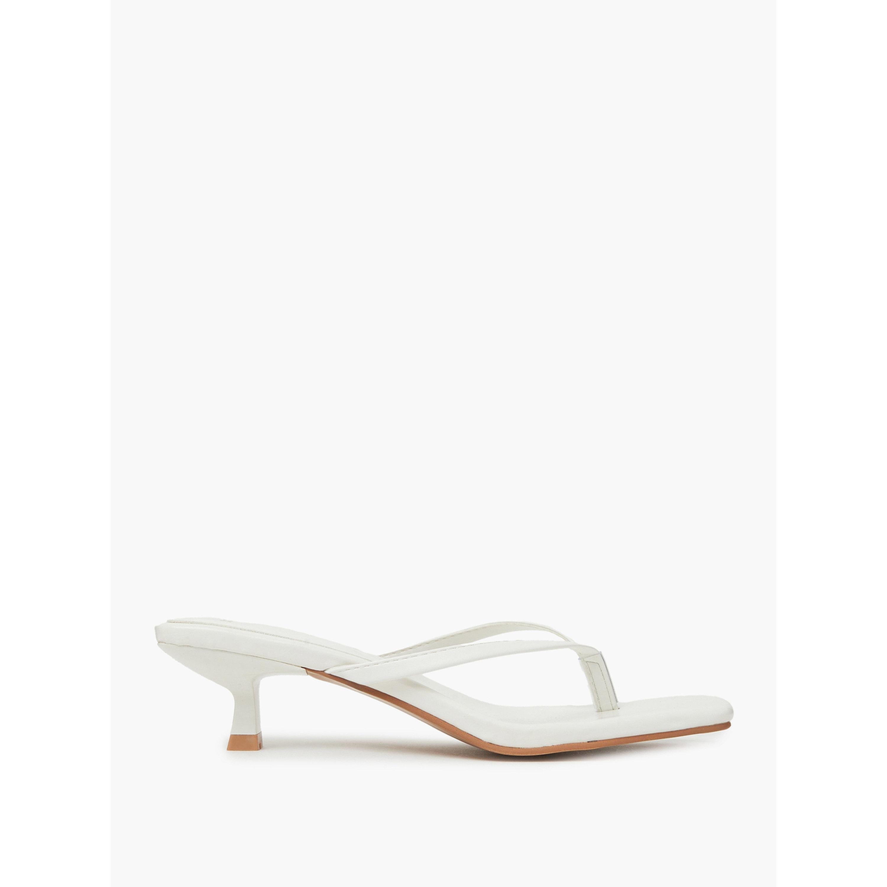 Styli White Kitten Heel Thong Sandals-women-shoes-sandals-heeled-image-3