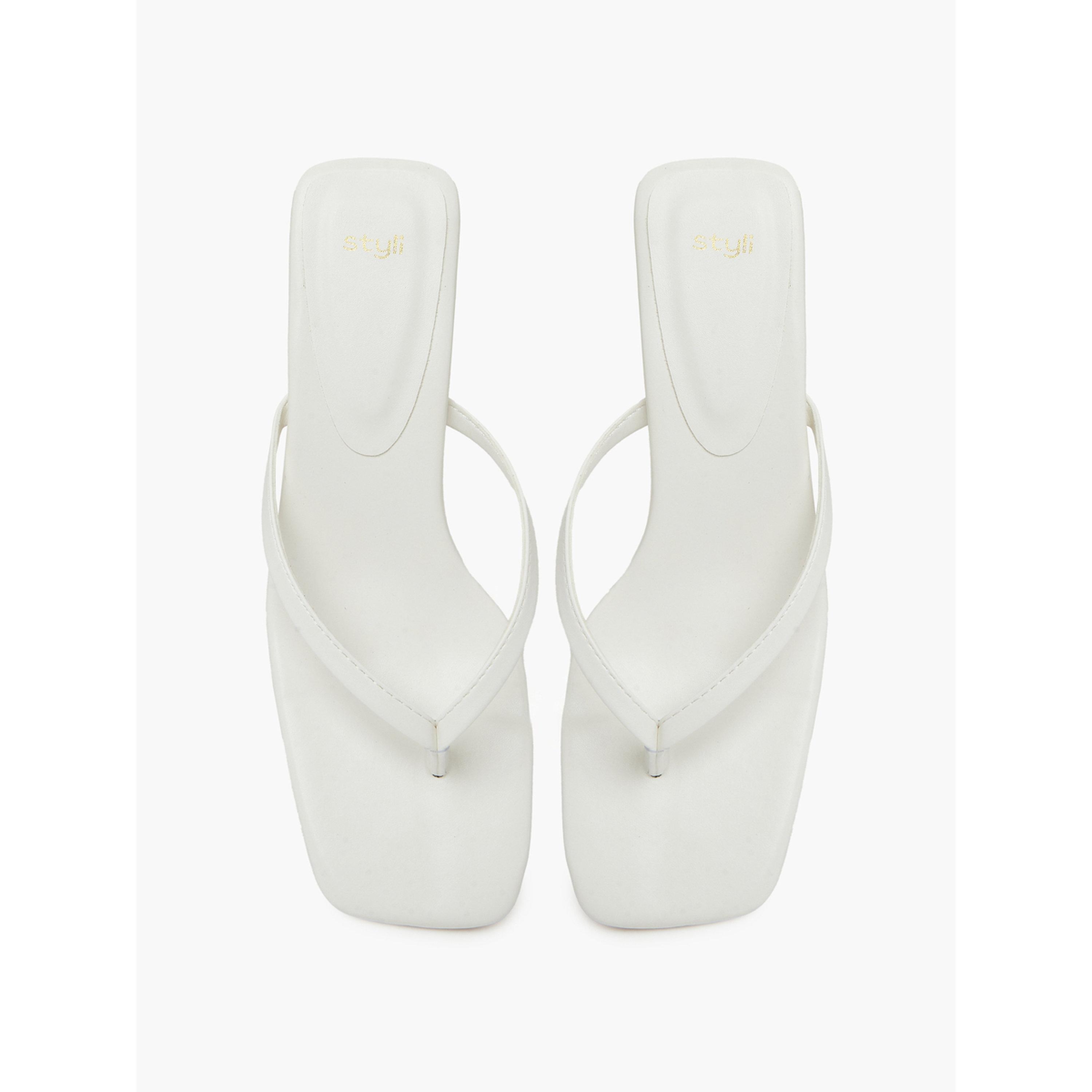 Styli White Kitten Heel Thong Sandals-women-shoes-sandals-heeled-image-4