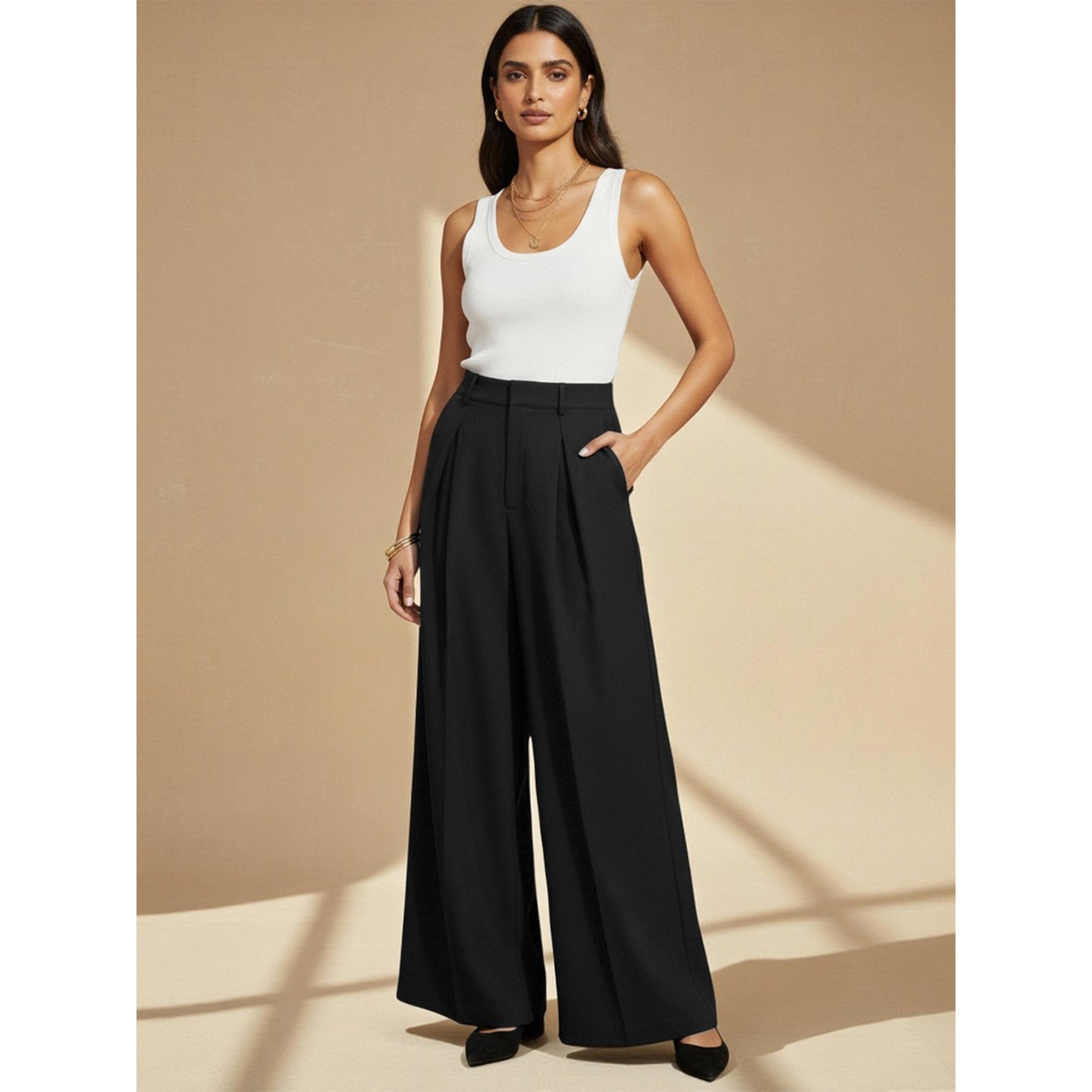 Take Two Black High-Waist Wide-Leg Trousers-women-clothing-trousers-image-2