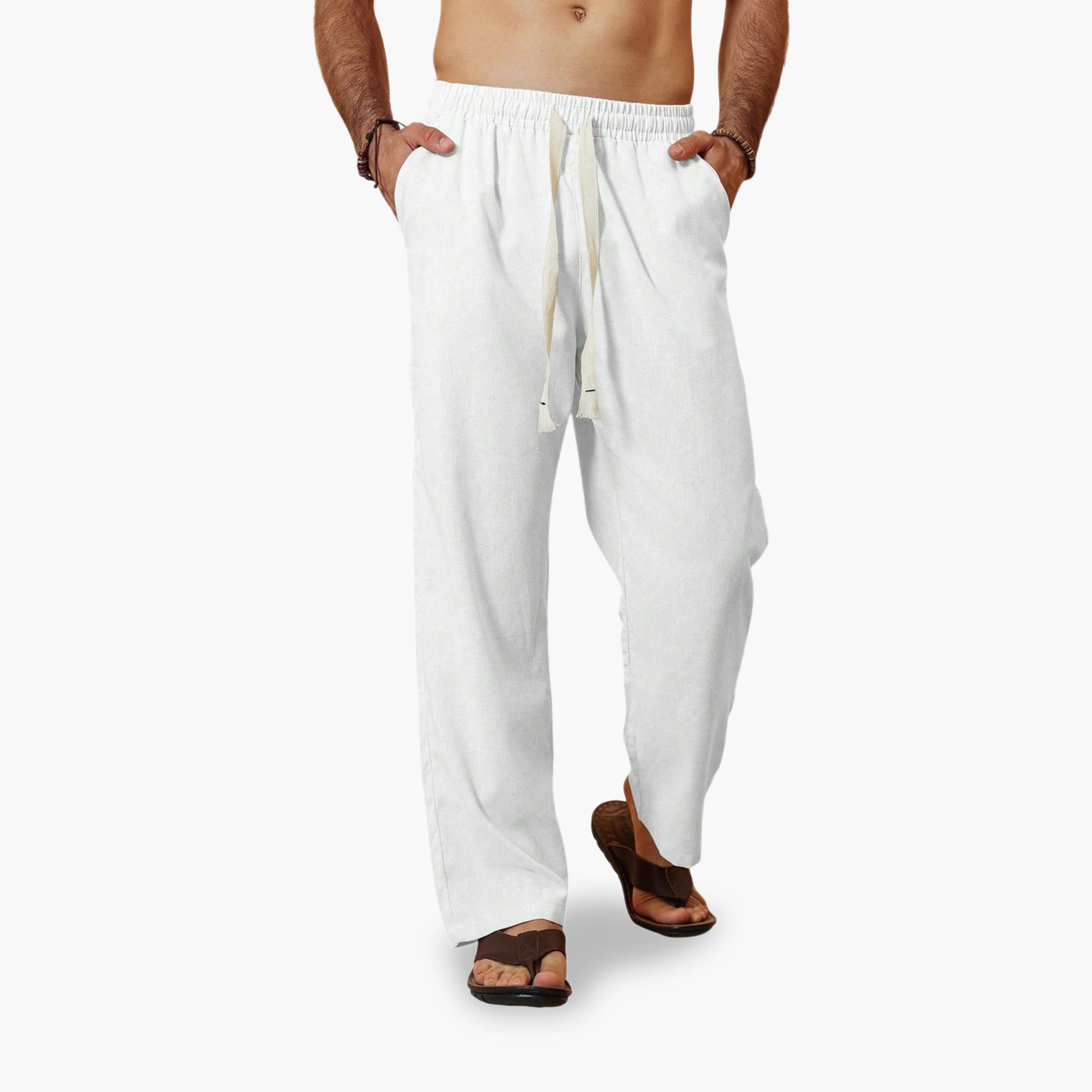 Take Two White Casual Trousers with Drawstring-men-clothing-joggers-image-1