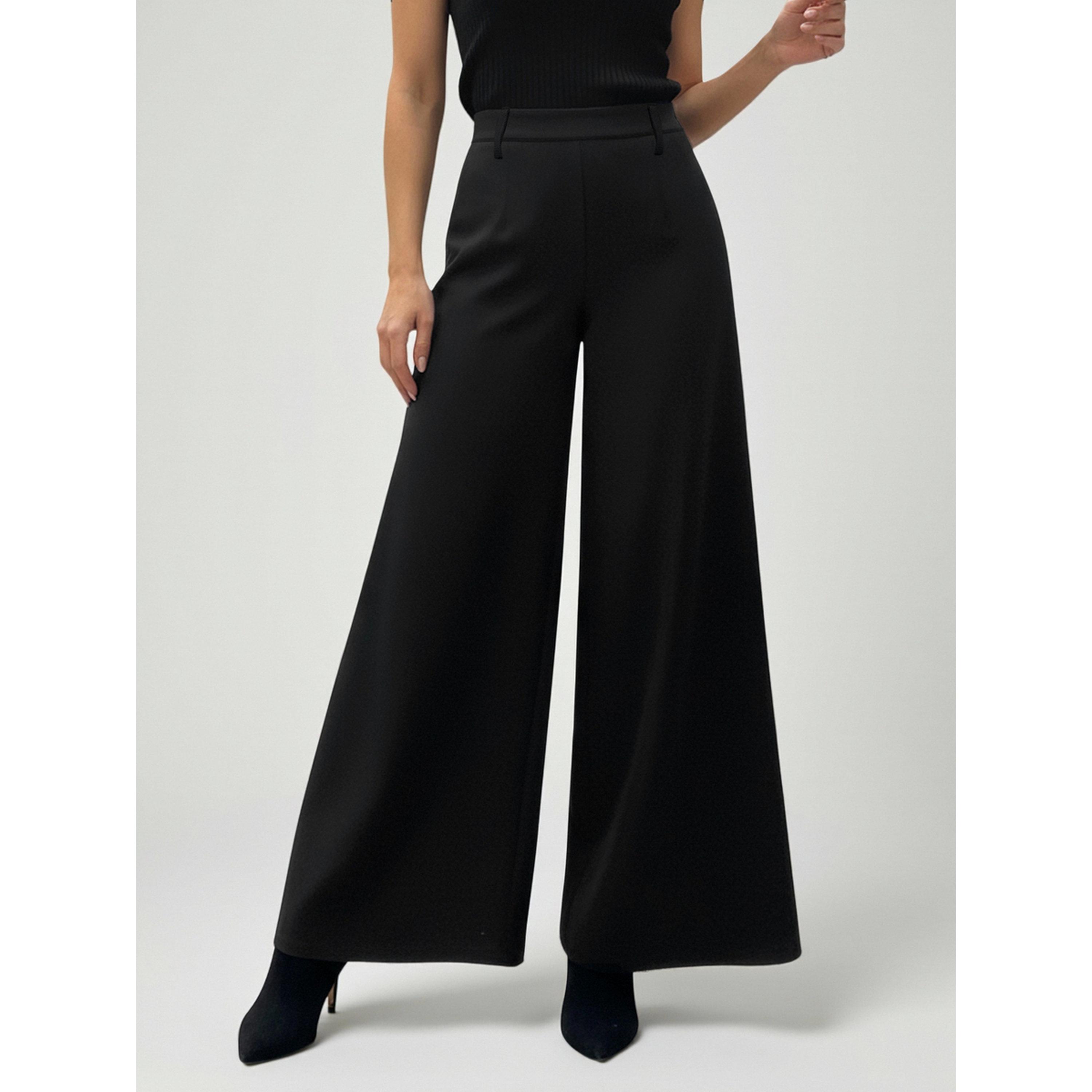 Take Two Black Solid Wide Leg High Waist Trousers-women-clothing-trousers-image-2