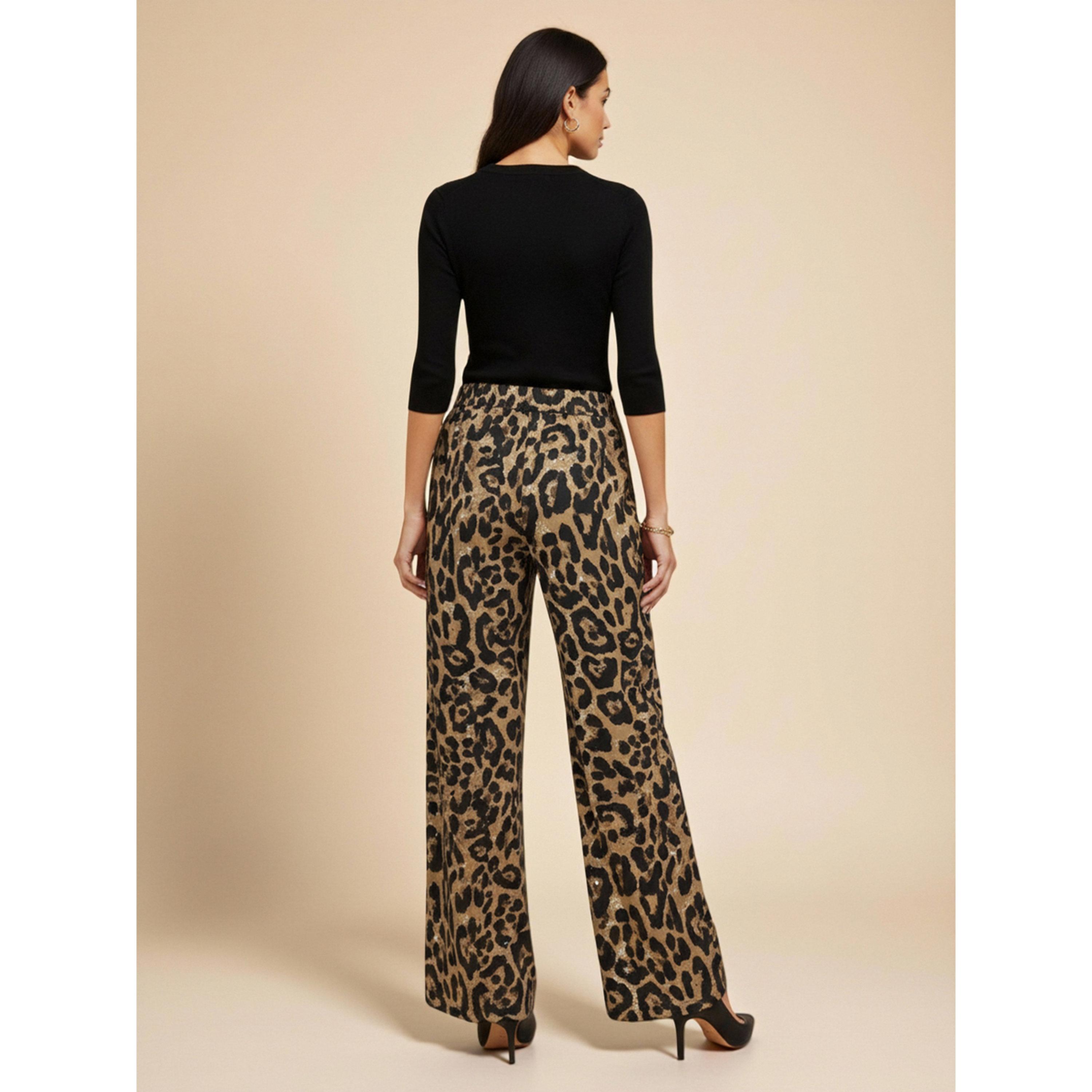 Take Two Coffee Brown Leopard Print Wide Leg Trousers-women-clothing-joggers-image-5