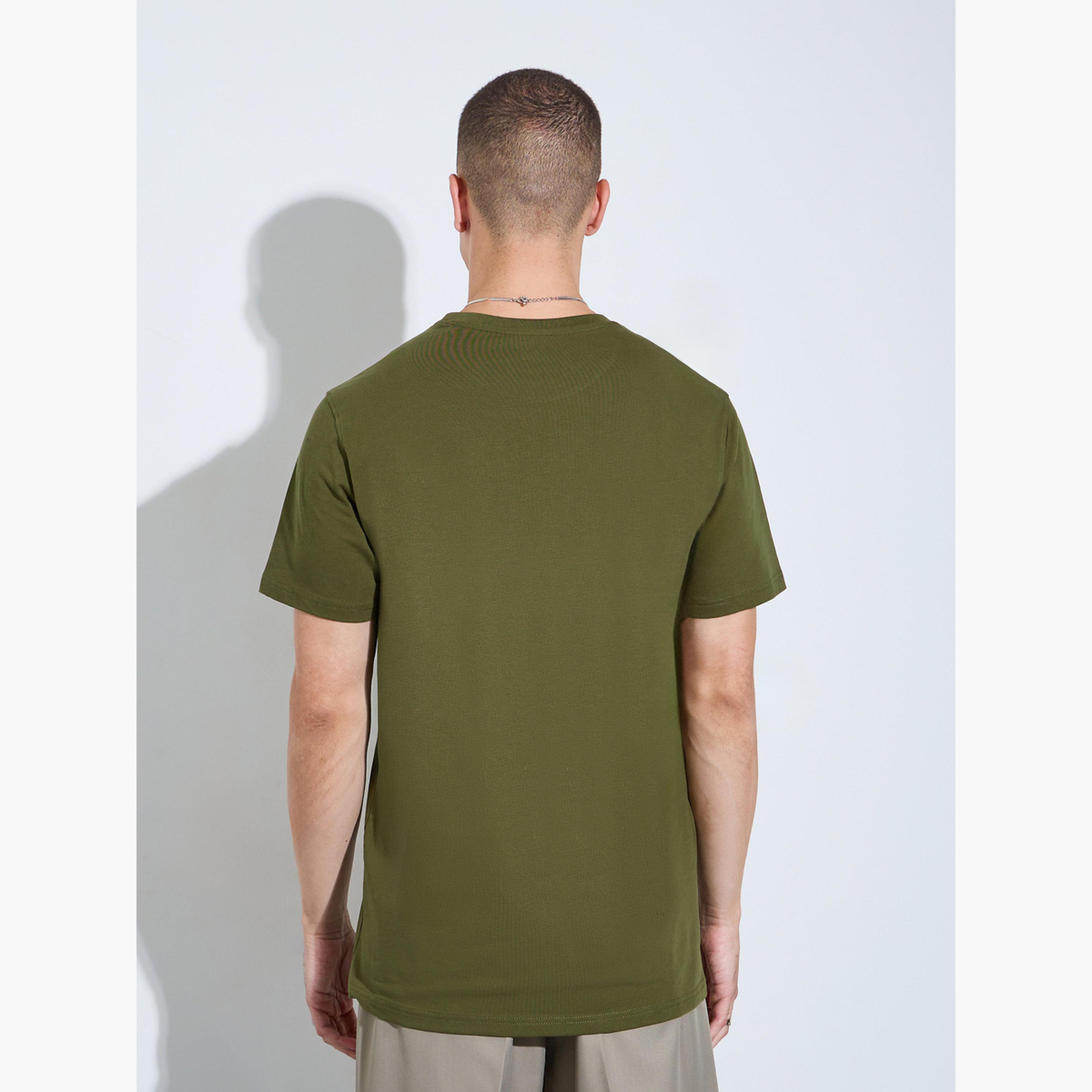Styli Men Olive Crew Neck Regular Fit T-Shirt-men-clothing-tshirtsandpolos-tshirts-image-3