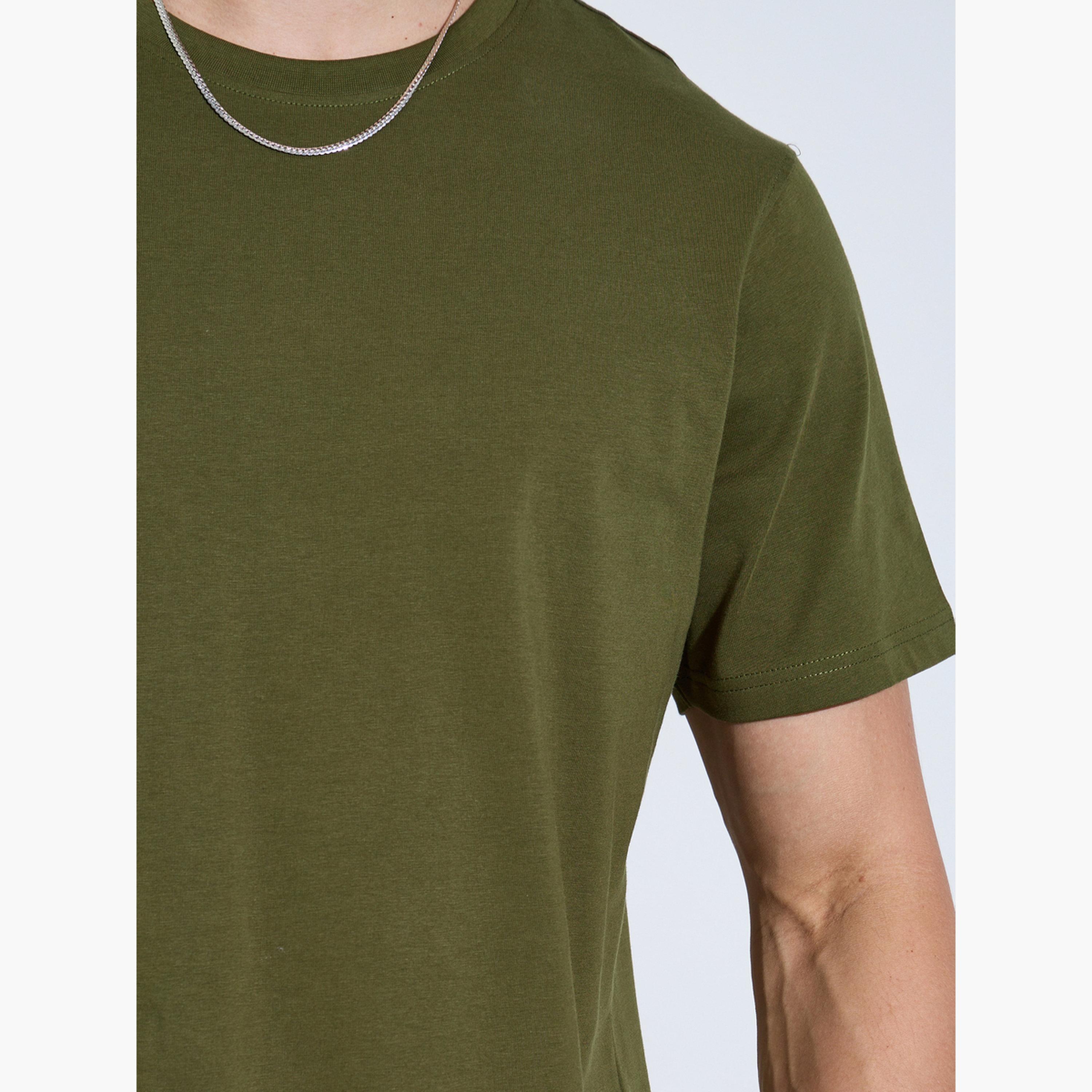 Styli Men Olive Crew Neck Regular Fit T-Shirt-men-clothing-tshirtsandpolos-tshirts-image-4