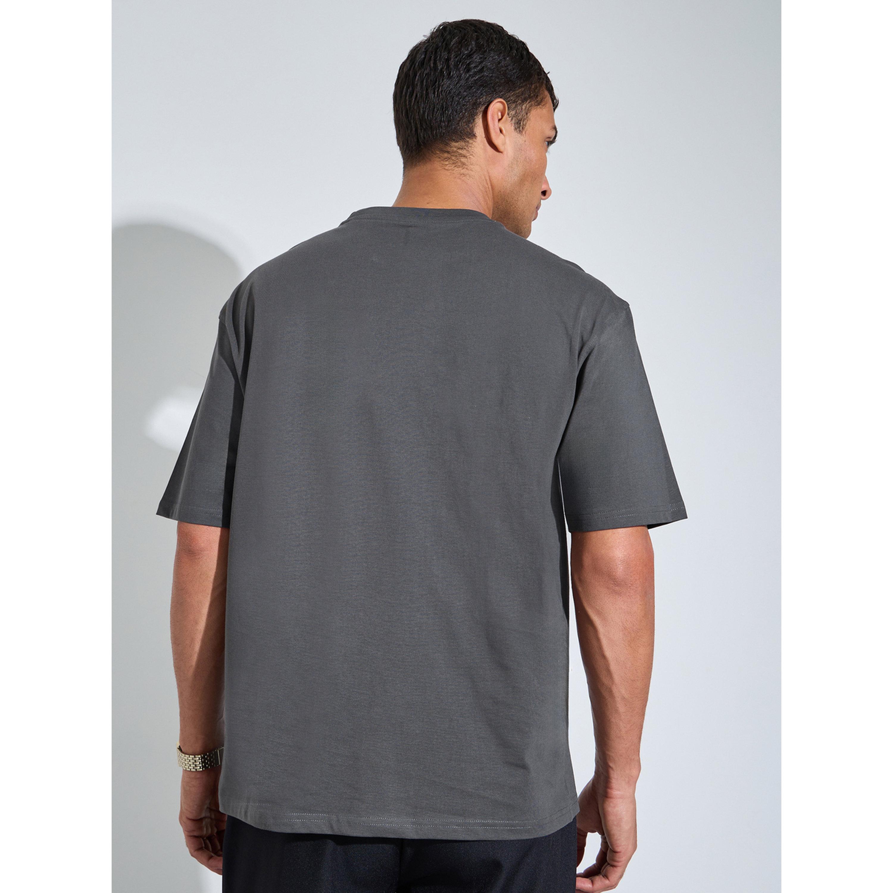 Styli Grey Slogan Print Crew Neck Oversized T-Shirt-men-clothing-tshirtsandpolos-tshirts-image-4