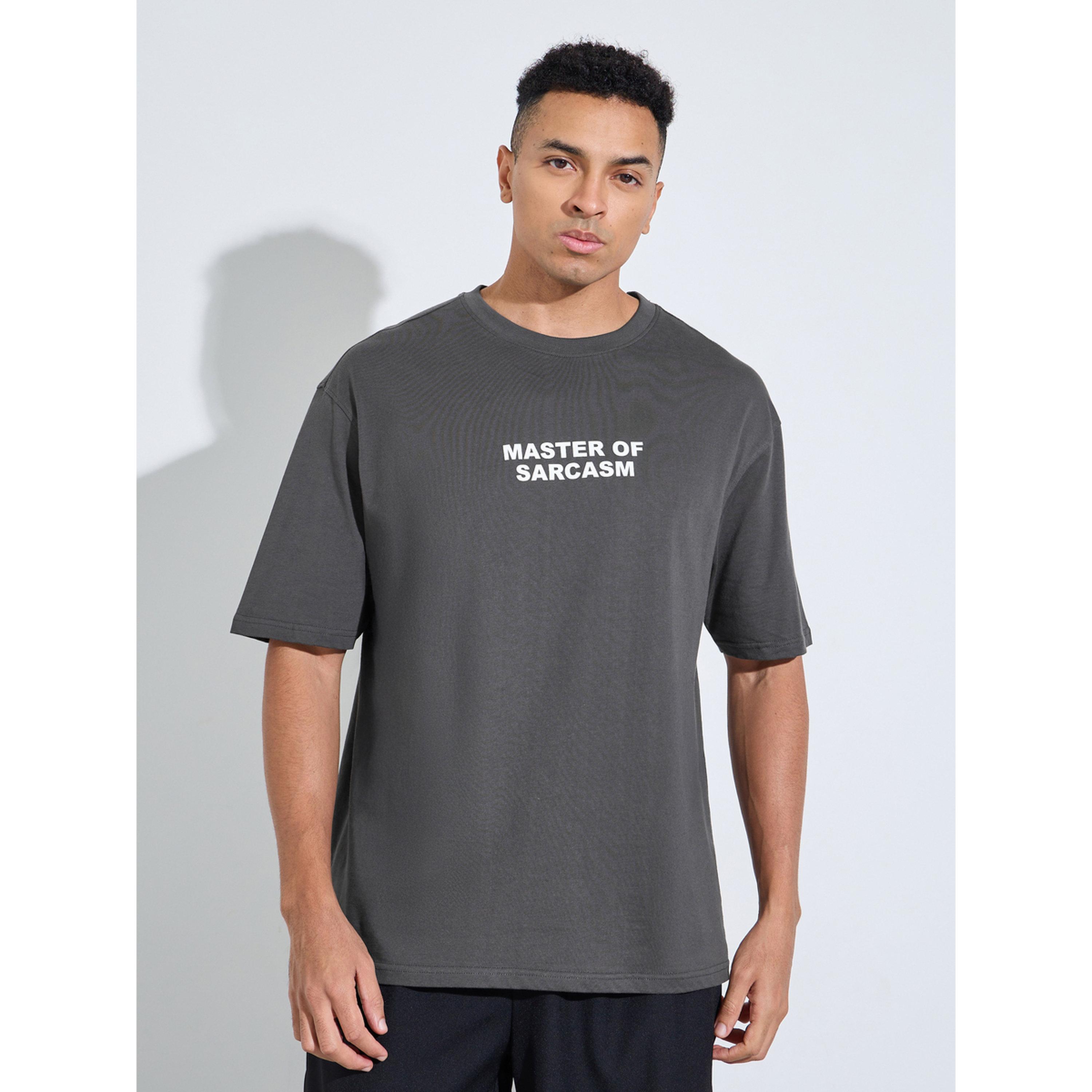 Styli Grey Slogan Print Short Sleeves Overesized T-Shirt-men-clothing-tshirtsandpolos-tshirts-image-1