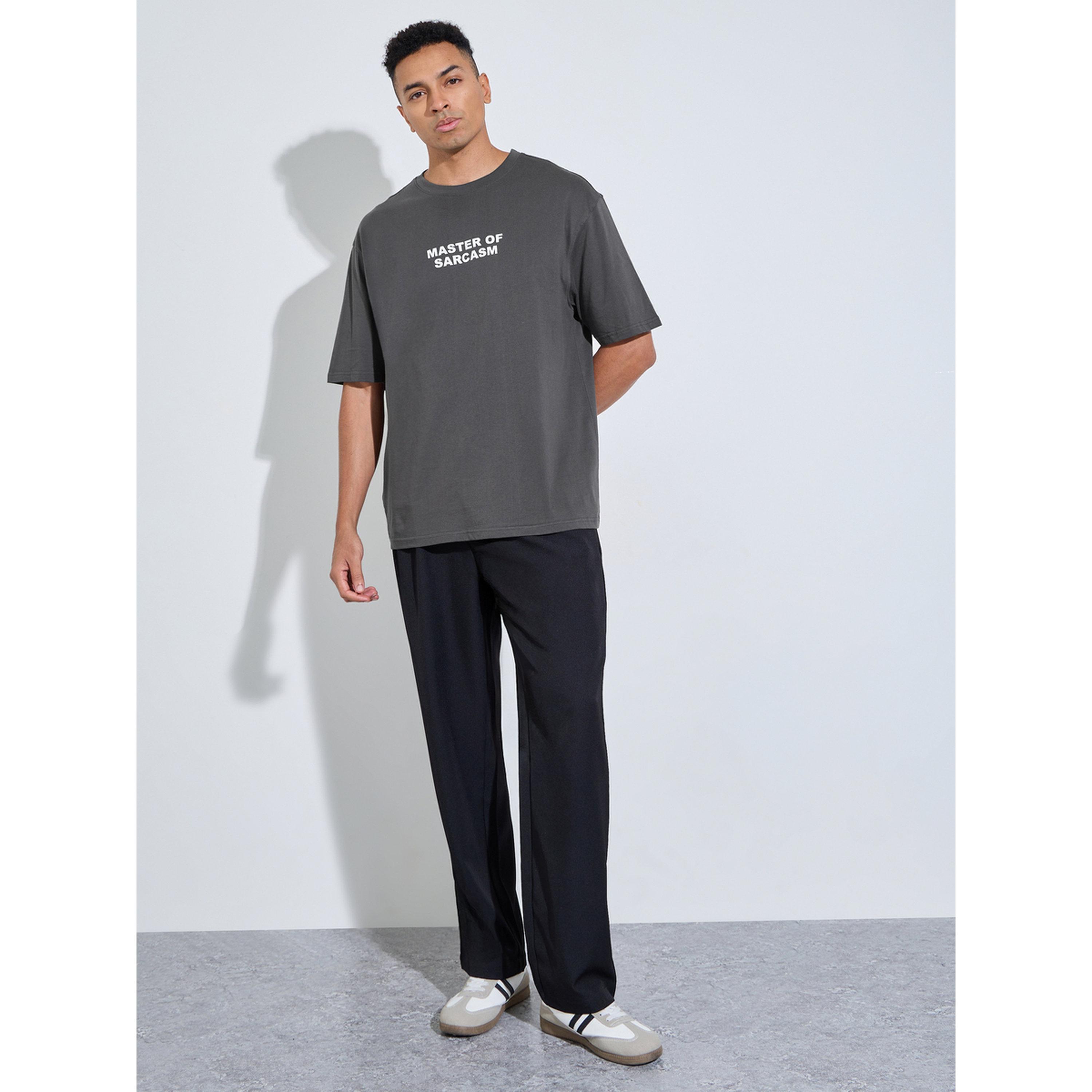 Styli Grey Slogan Print Short Sleeves Overesized T-Shirt-men-clothing-tshirtsandpolos-tshirts-image-2