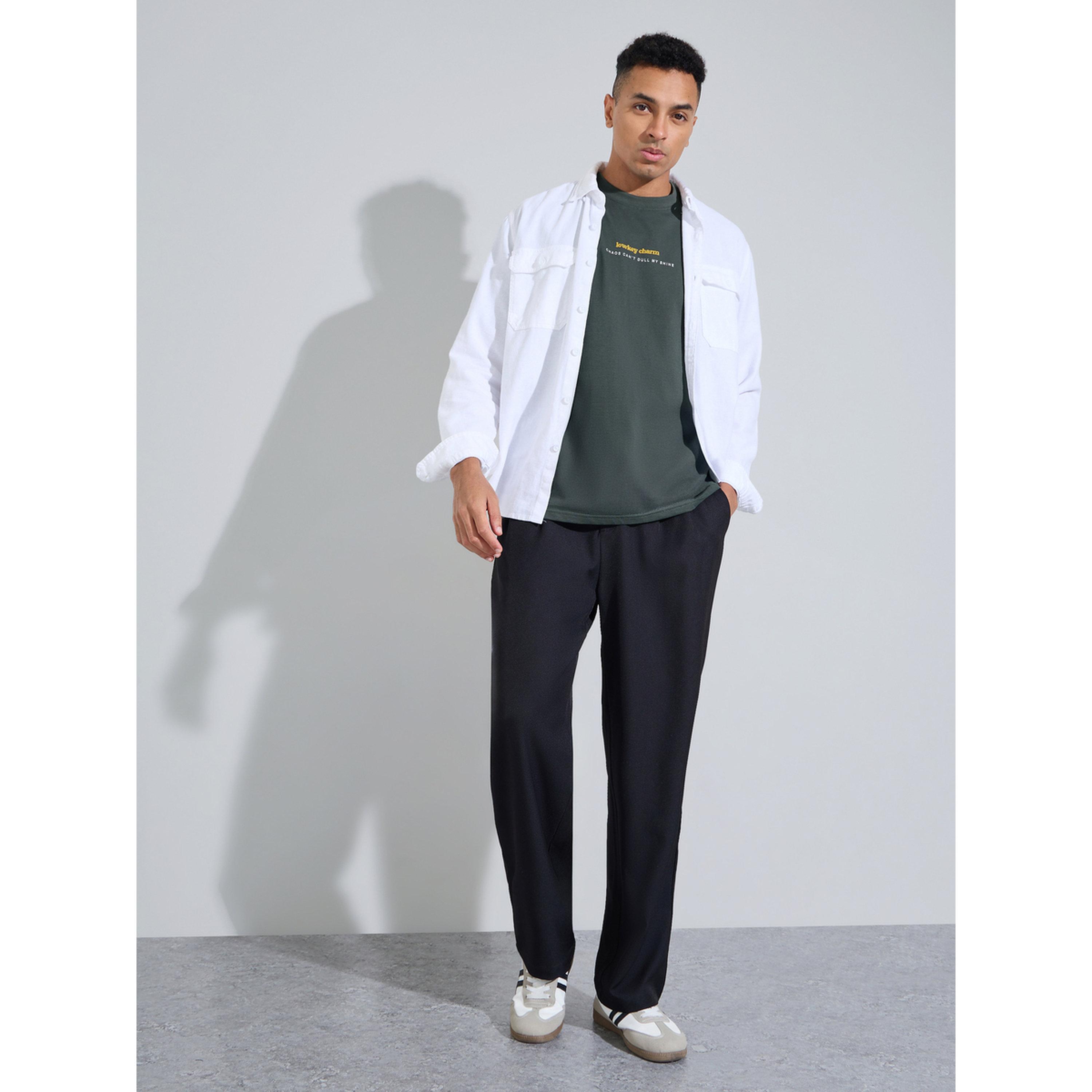 Styli Dark Green Puff Slogan Print Oversized T-Shirt-men-clothing-tshirtsandpolos-tshirts-image-2