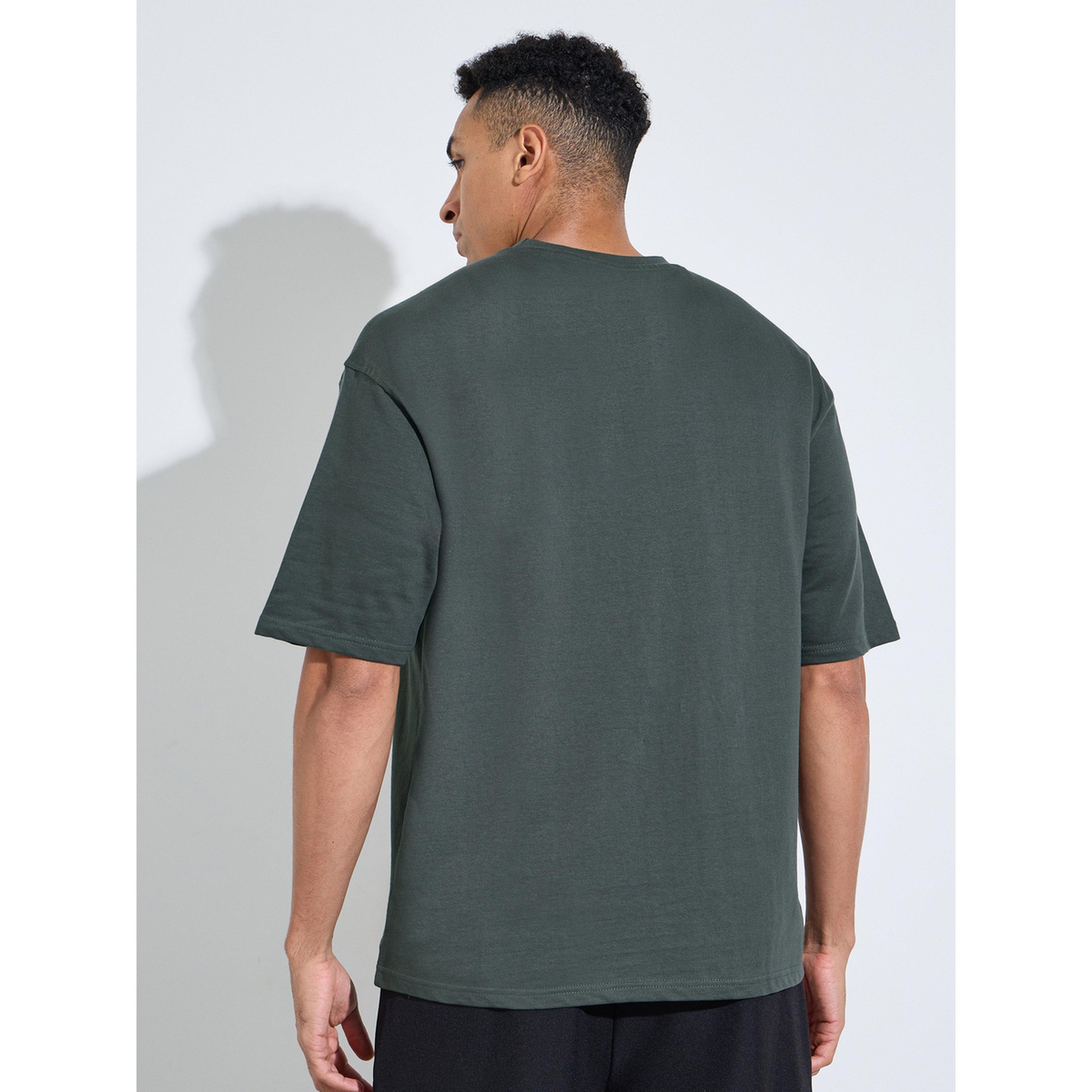 Styli Dark Green Puff Slogan Print Oversized T-Shirt-men-clothing-tshirtsandpolos-tshirts-image-3