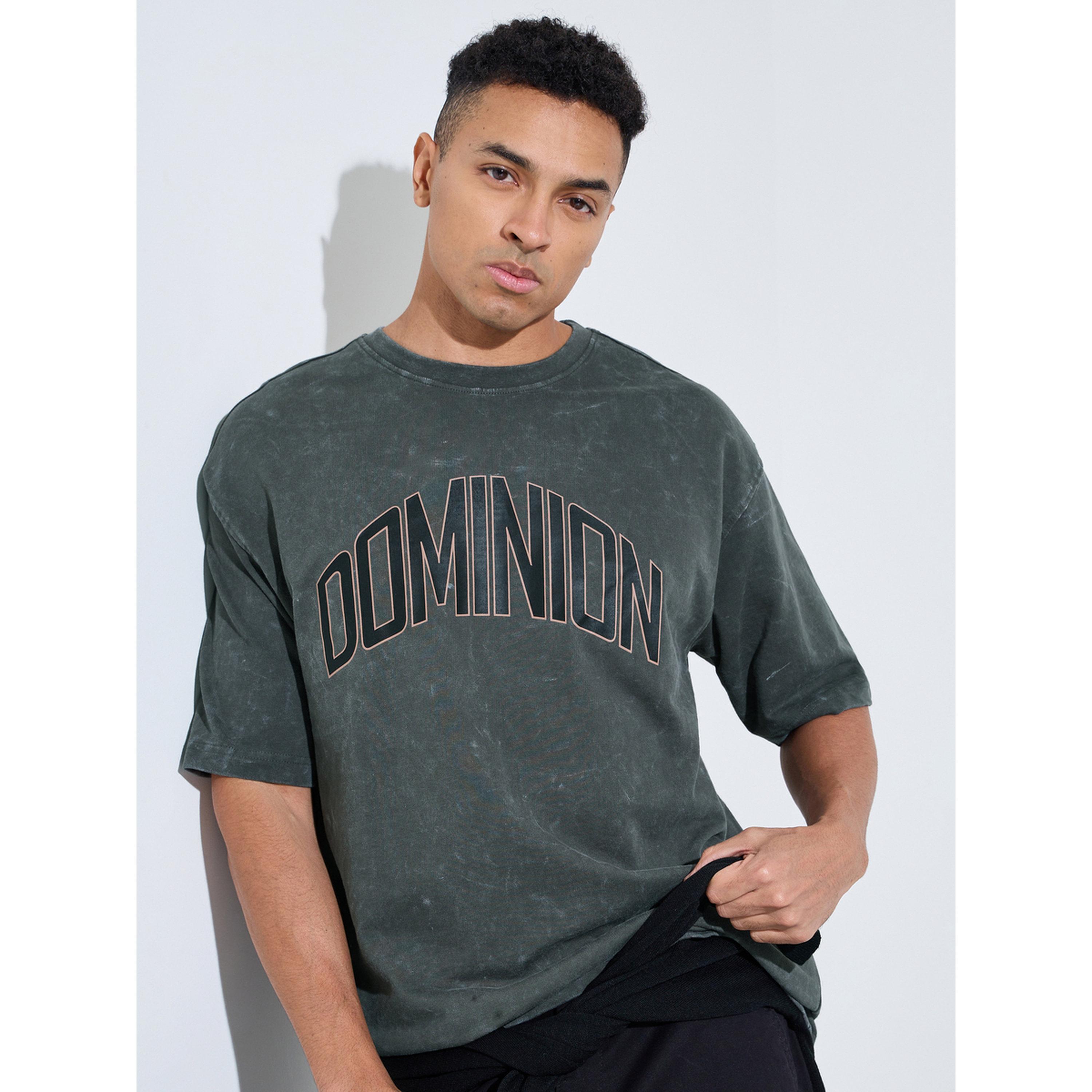 تيشيرت واسع غسيل حمضي بياقة دائرية وطبعة أمامي رمادي-men-clothing-tshirtsandpolos-tshirts-image-4