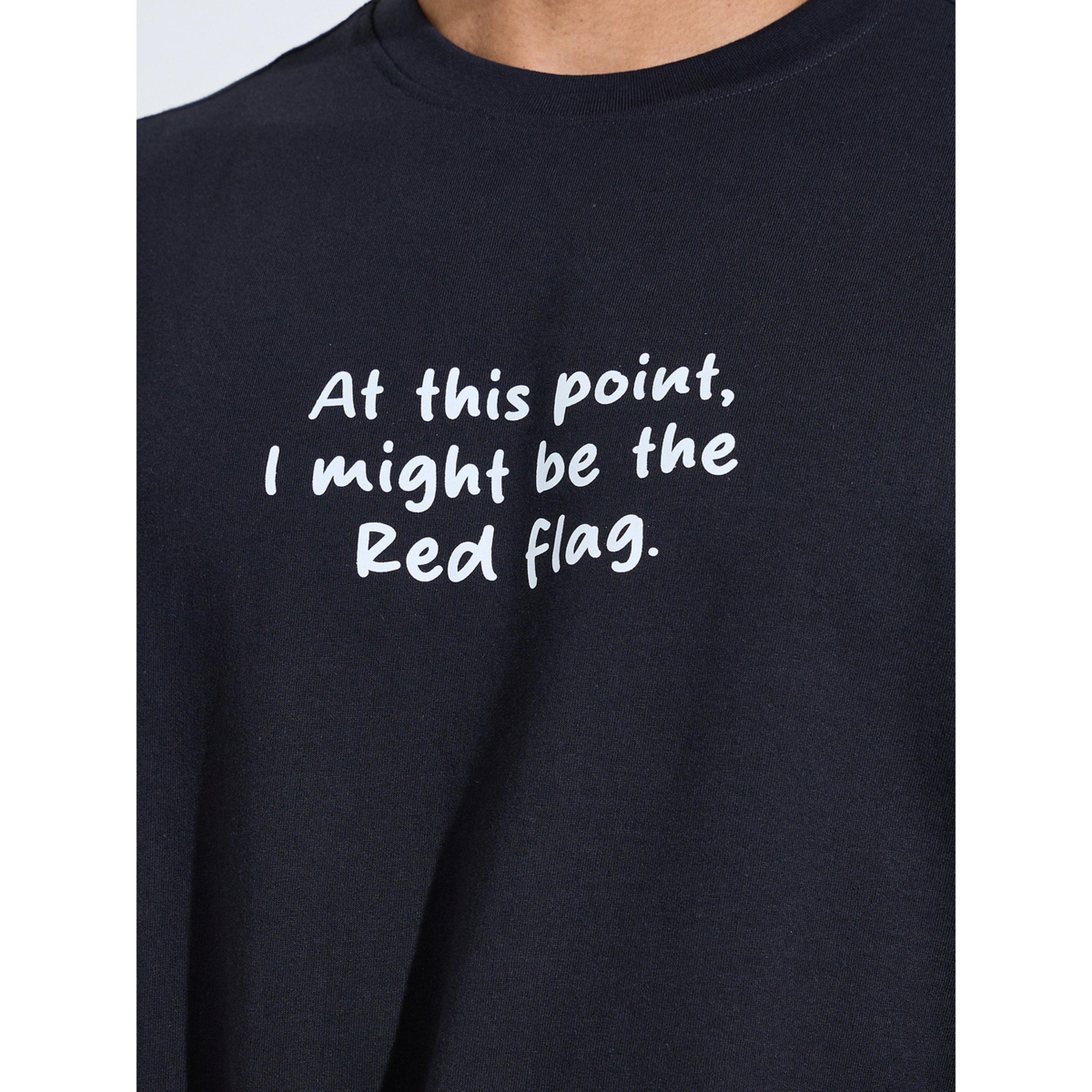 تيشيرت واسع بياقة دائرية وطبعة عبارة أسود-men-clothing-tshirtsandpolos-tshirts-image-5