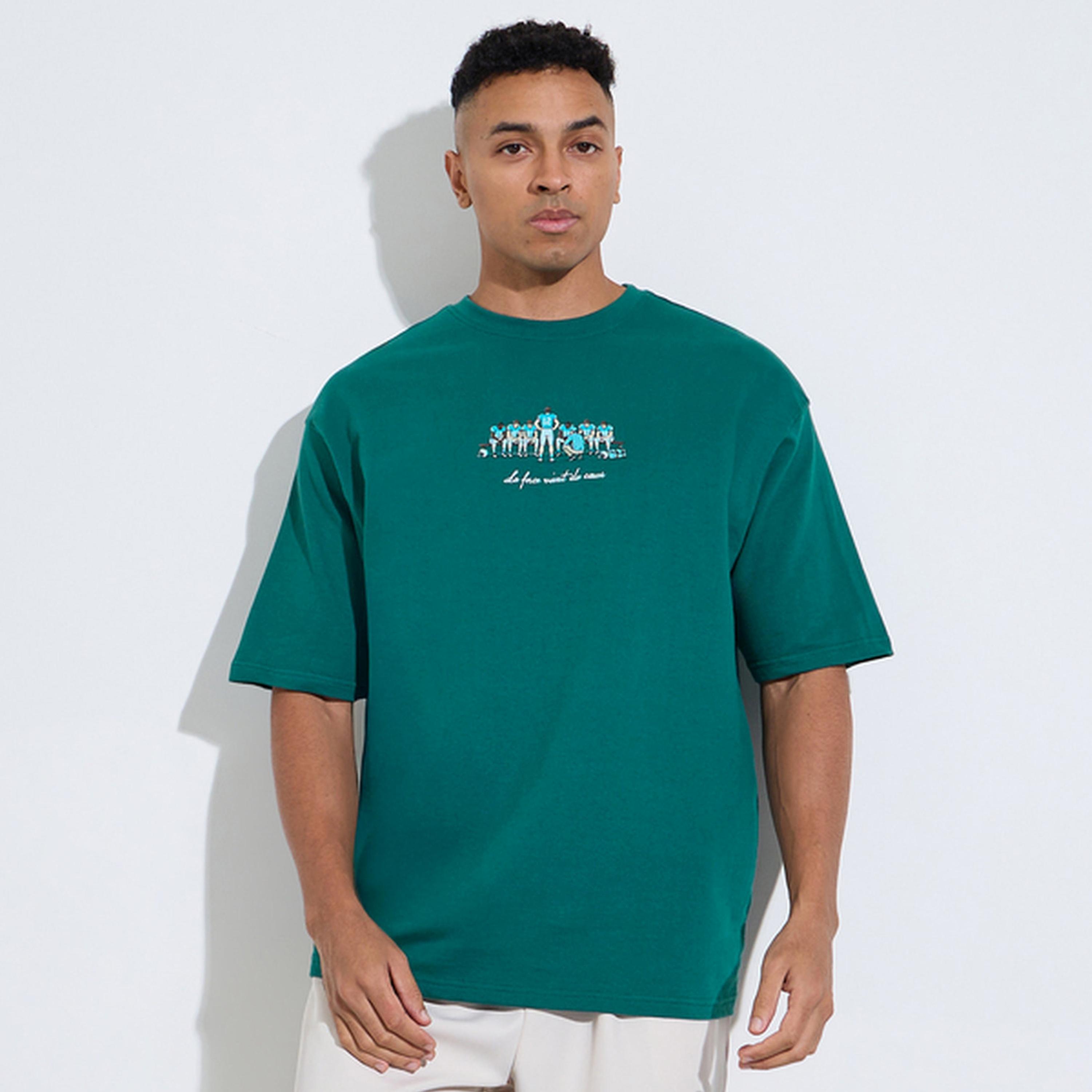 Styli Green Chest Embroidered Crew Neck Oversized T-Shirt-men-clothing-tshirtsandpolos-tshirts-image-1