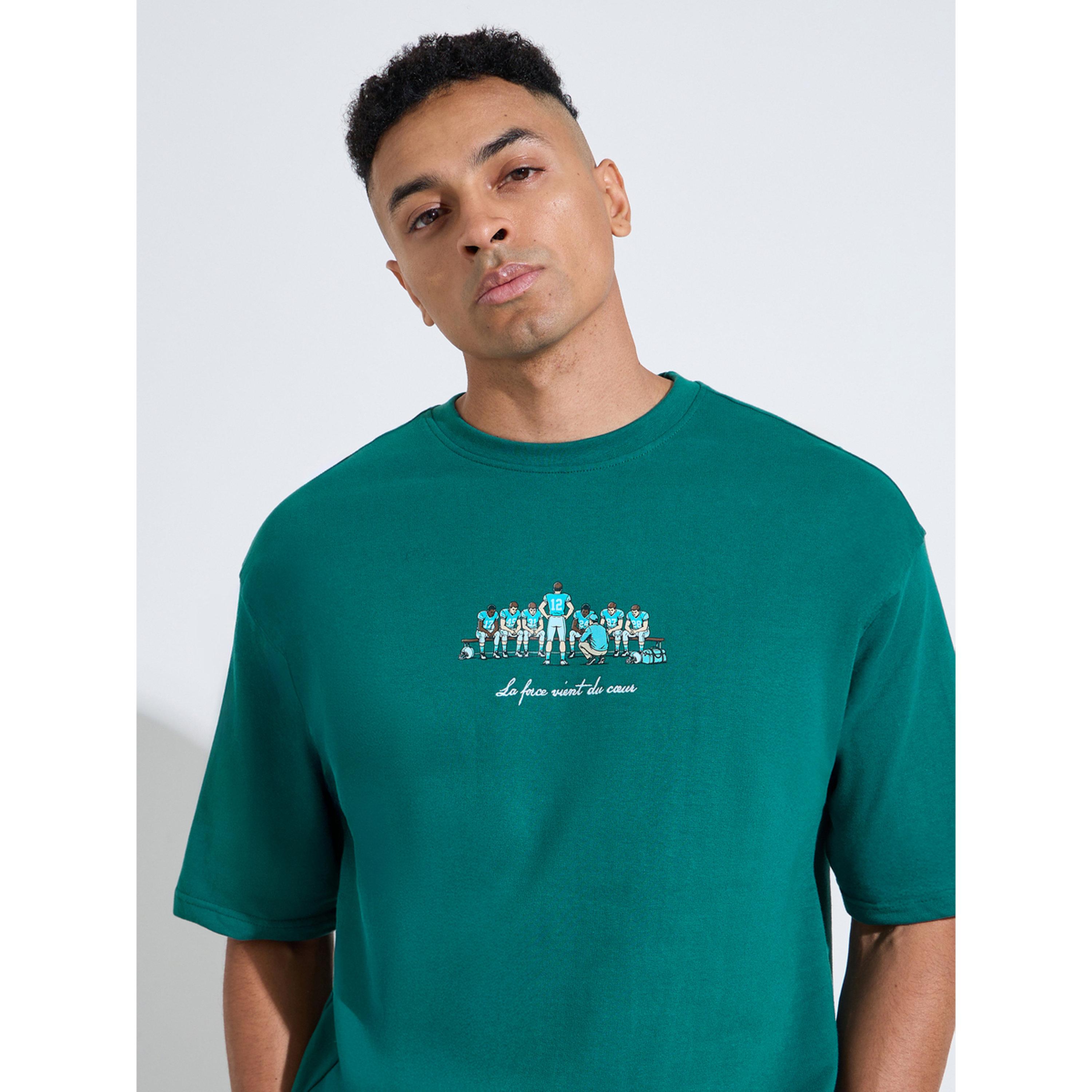 Styli Green Chest Embroidered Crew Neck Oversized T-Shirt-men-clothing-tshirtsandpolos-tshirts-image-4