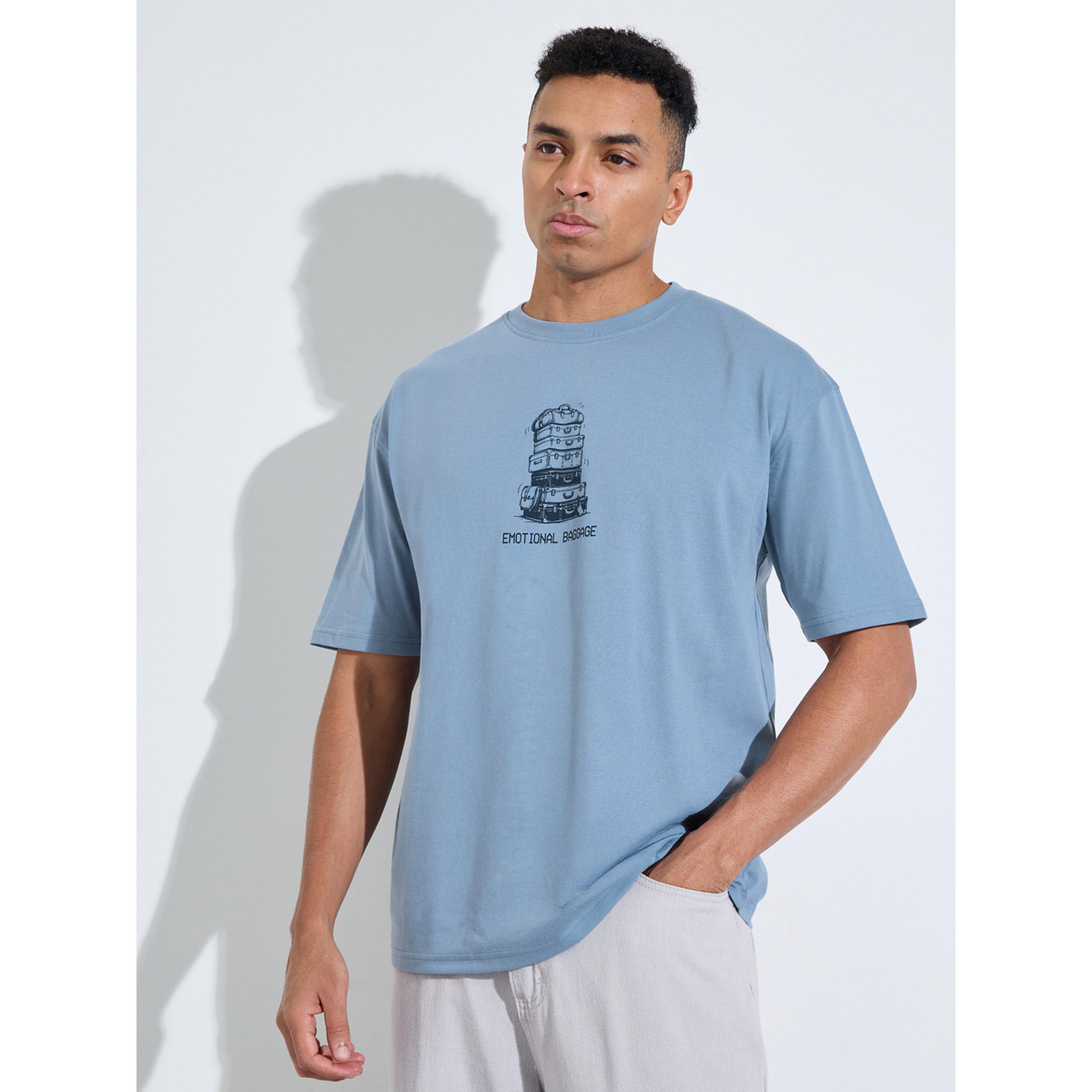 تيشيرت واسع بياقة دائرية وطبعة جرافيك باللون الأزرق-men-clothing-tshirtsandpolos-tshirts-image-1