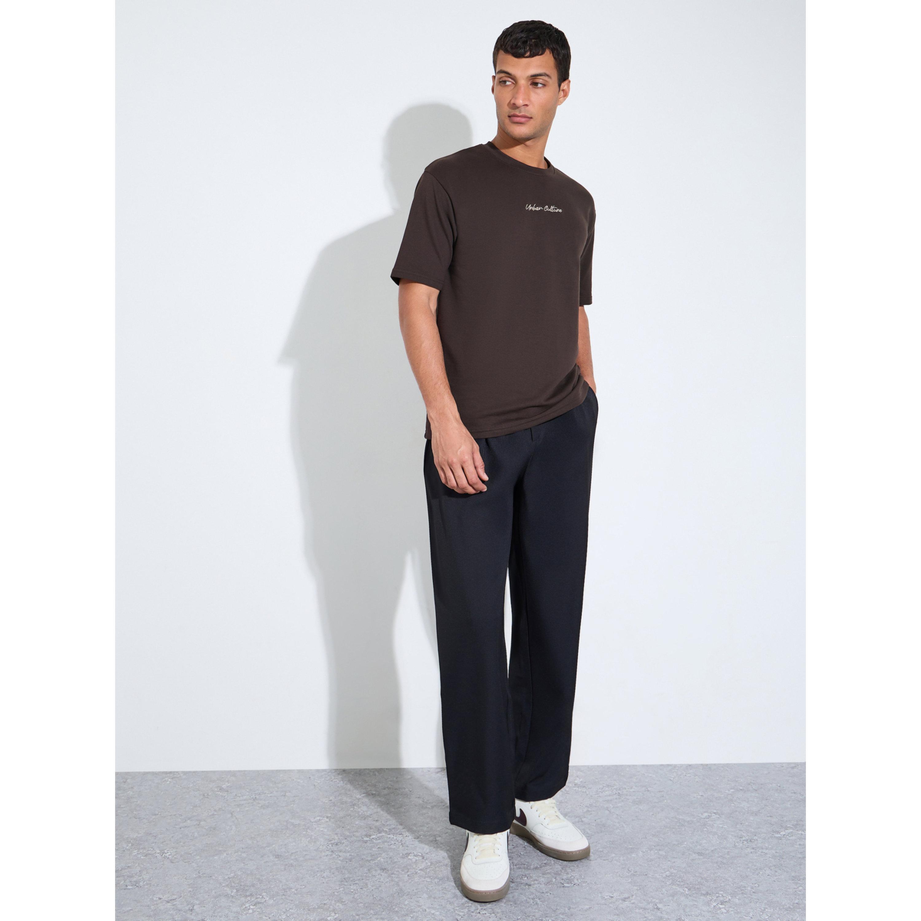 Styli Brown Embroidered Crew Neck Oversized T-Shirt-men-clothing-tshirtsandpolos-tshirts-image-2