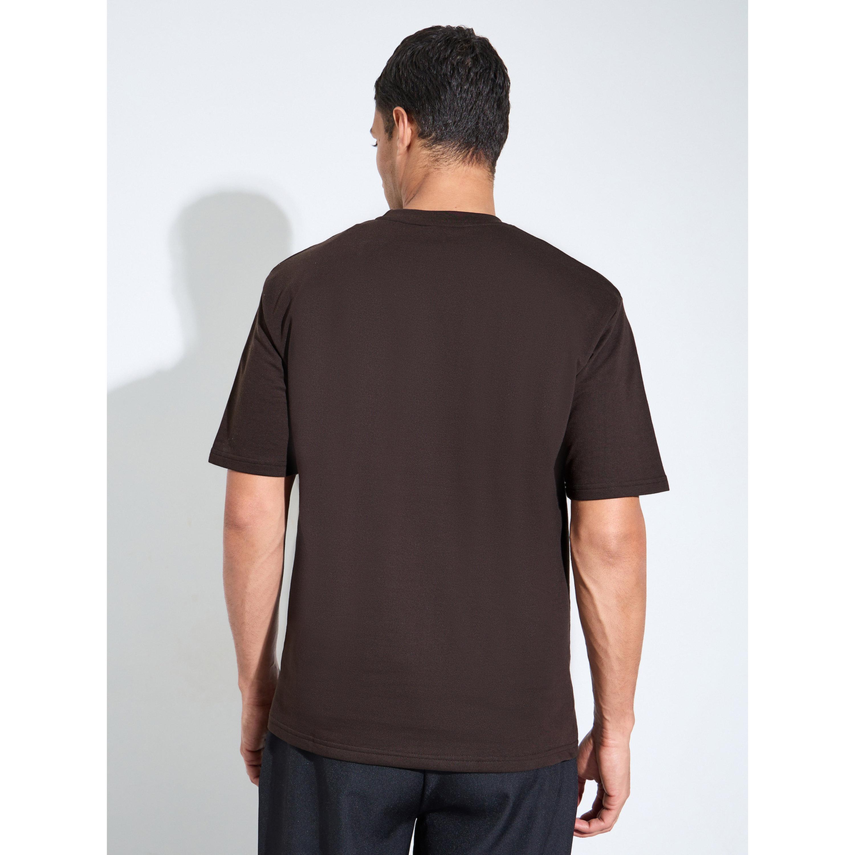 Styli Brown Embroidered Crew Neck Oversized T-Shirt-men-clothing-tshirtsandpolos-tshirts-image-4