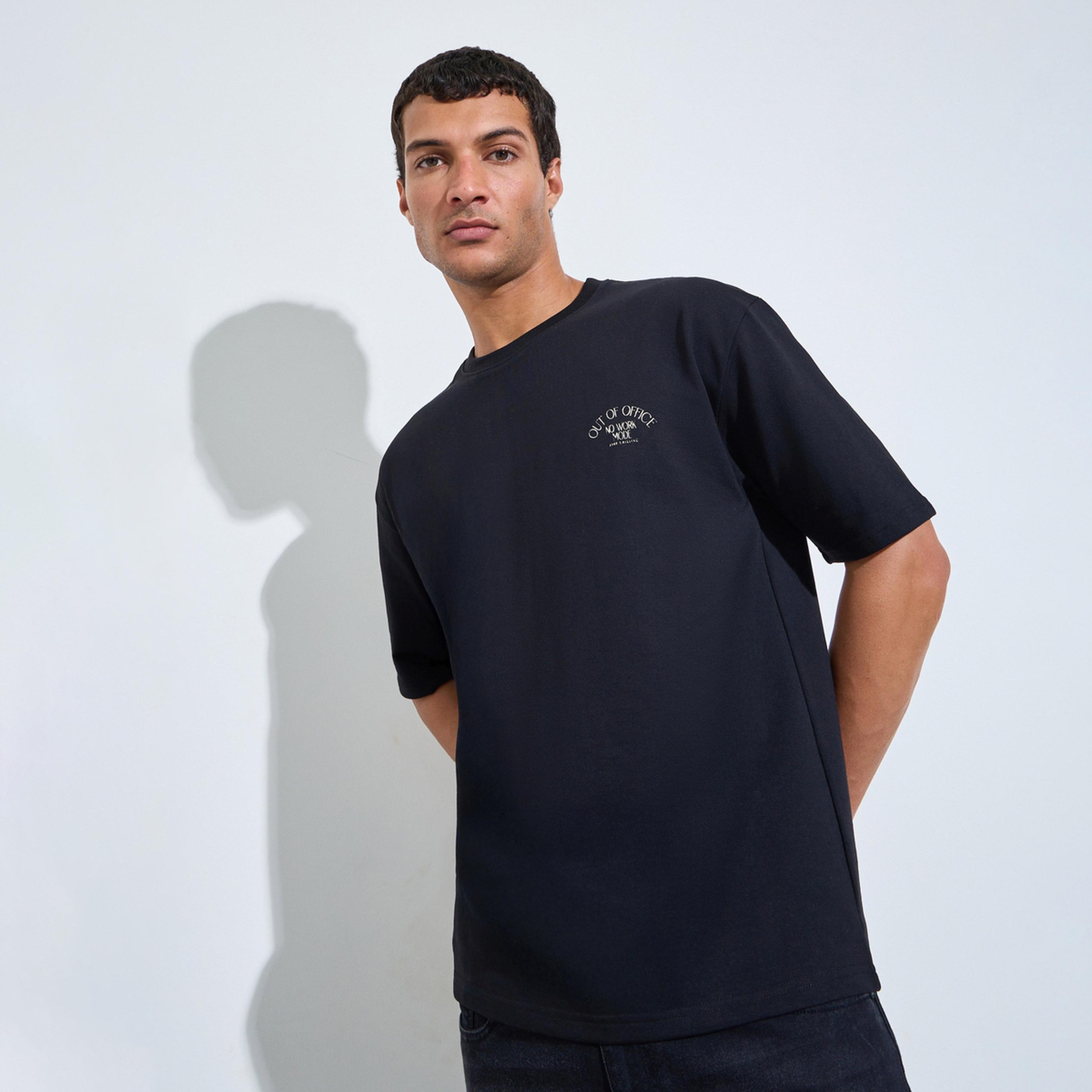 Styli Black Graphic Print Crew Neck Oversized T-Shirt-men-clothing-tshirtsandpolos-tshirts-image-1