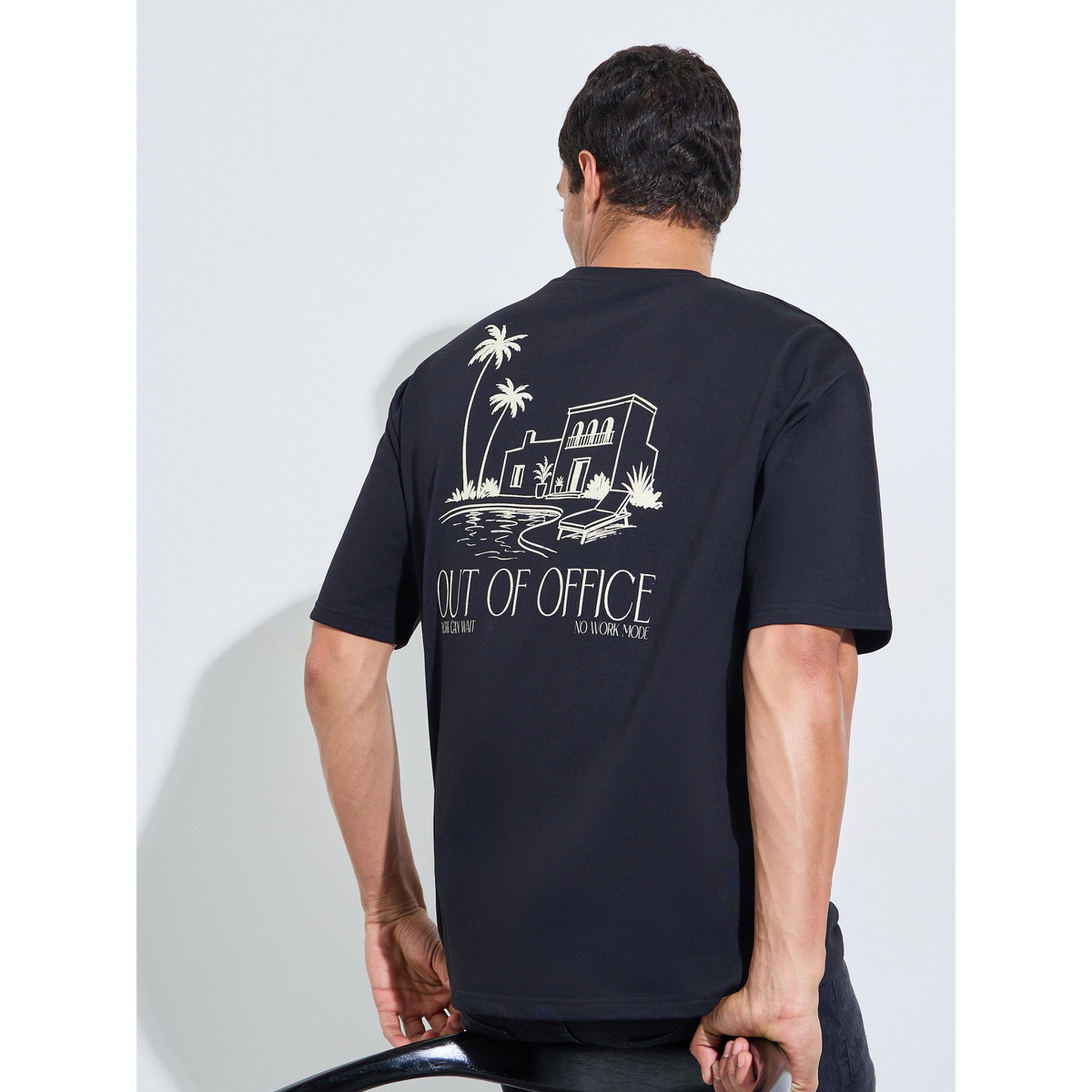 Styli Black Graphic Print Crew Neck Oversized T-Shirt-men-clothing-tshirtsandpolos-tshirts-image-3