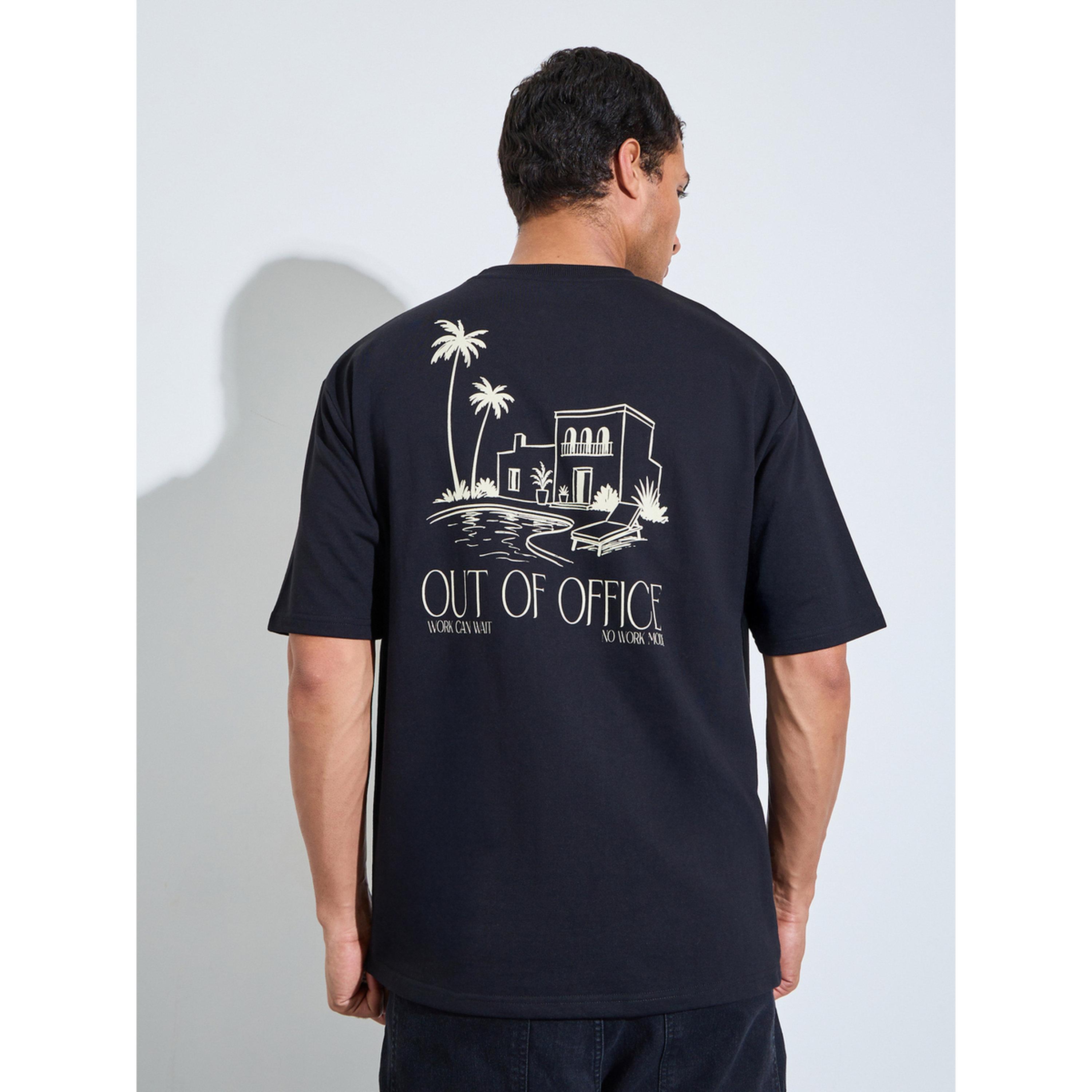 Styli Black Graphic Print Crew Neck Oversized T-Shirt-men-clothing-tshirtsandpolos-tshirts-image-4