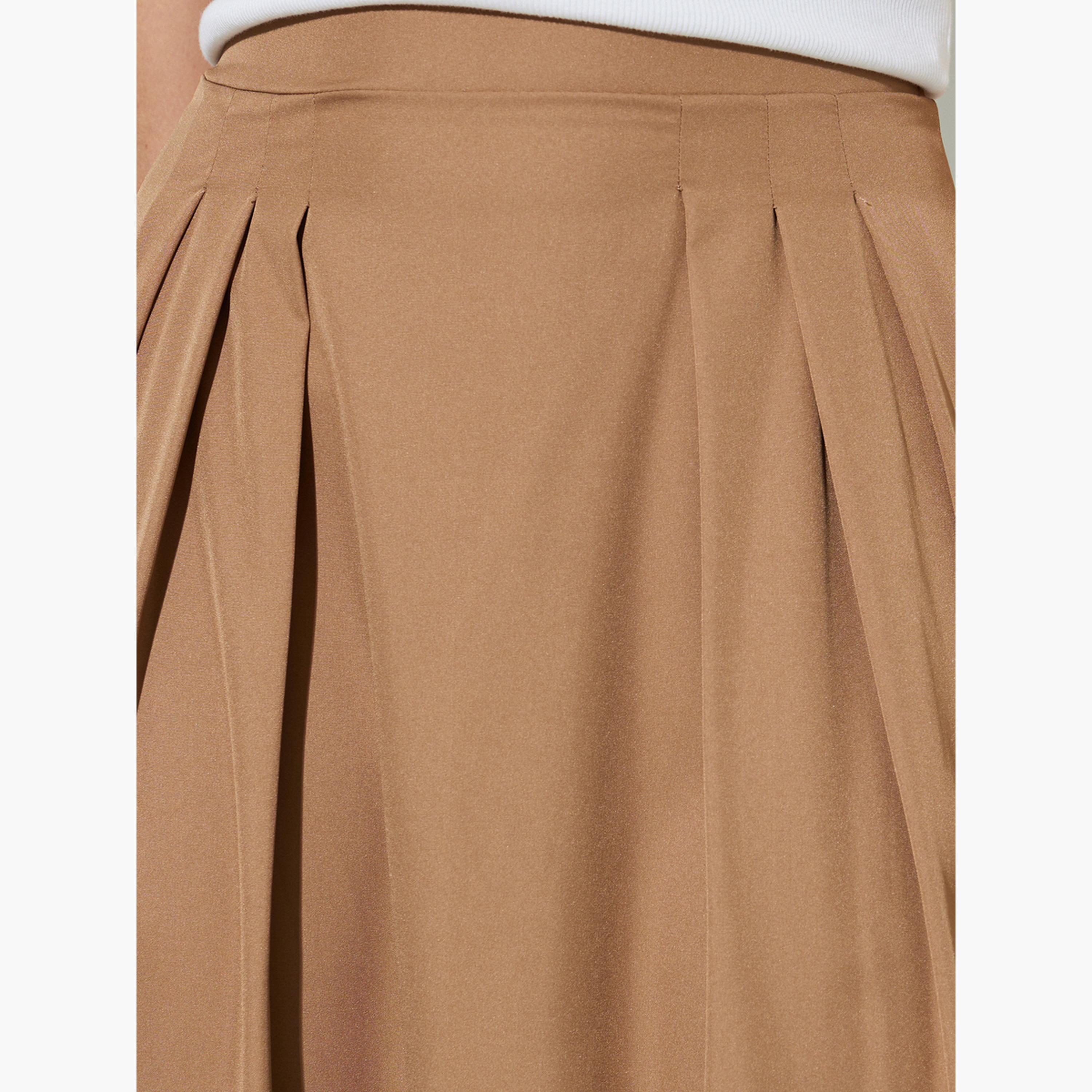 Styli Khaki Fold Pleated A-Line Maxi Skirt-women-clothing-bottoms-skirts-image-3