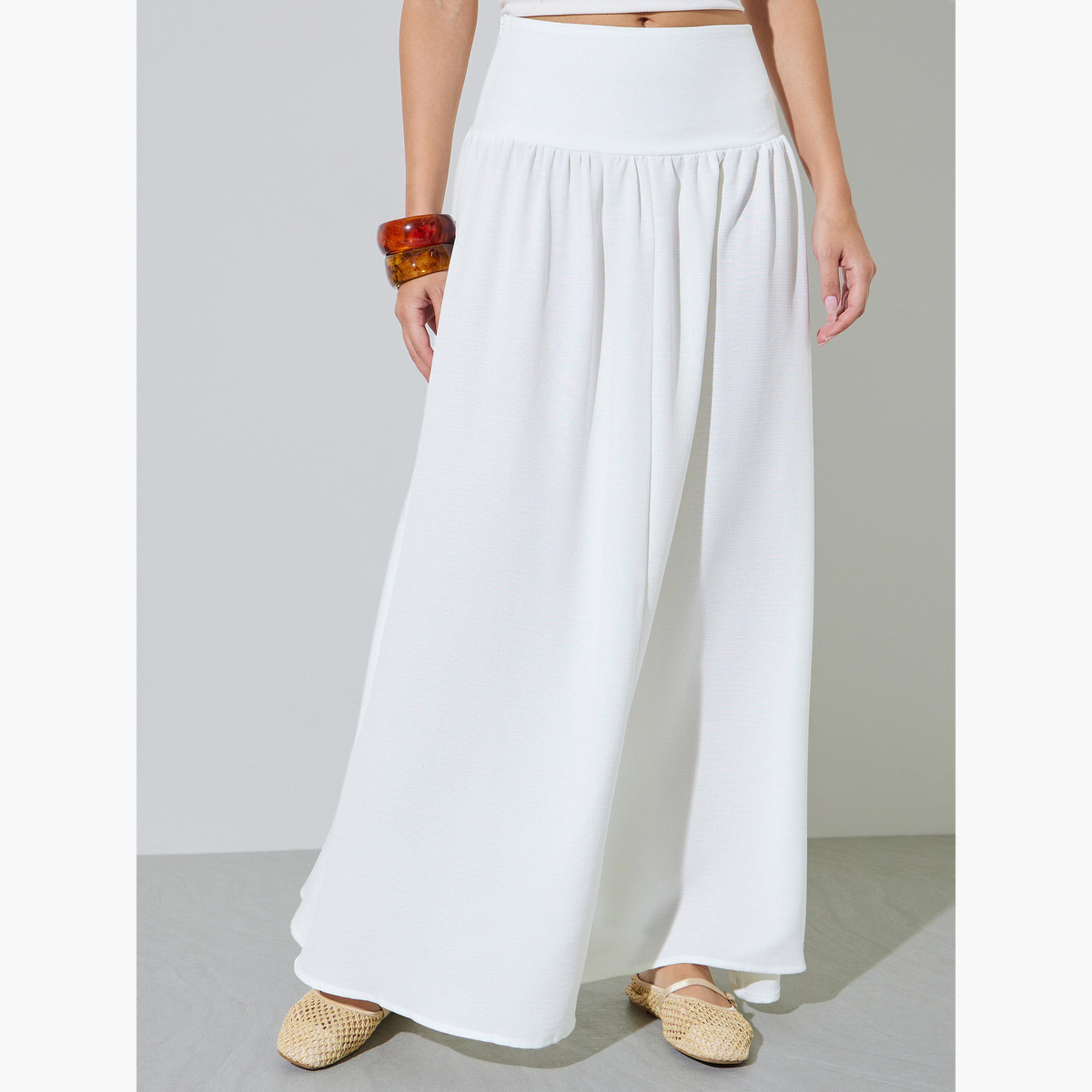 Styli Off White Wide Waistband A-Line Maxi Skirt-women-clothing-bottoms-skirts-image-1